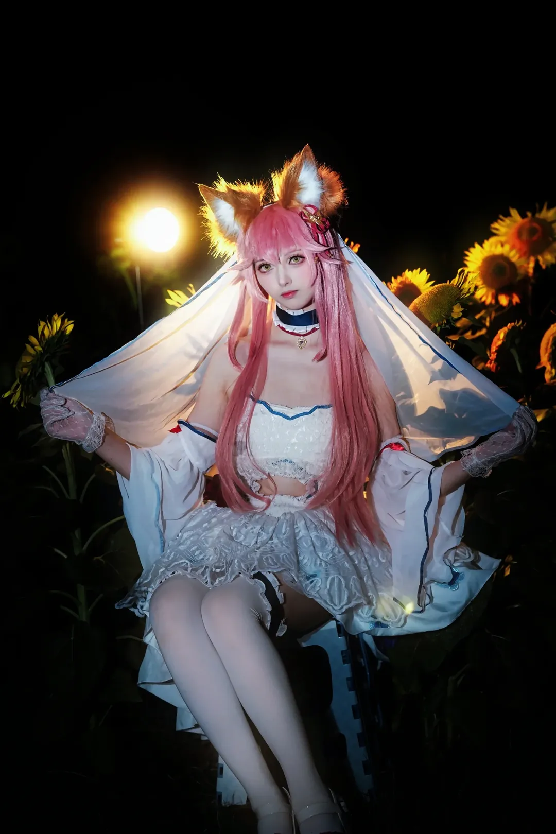 cosplay, Fate/Grand Order, 白丝, 玉藻前cos, 向日葵