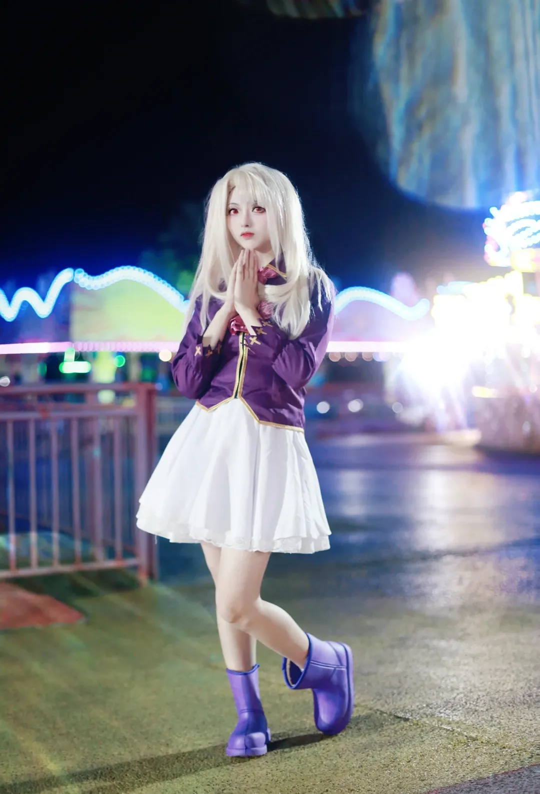 二次元, cosplay摄影, 伊莉雅cos, fgo fate, 游乐园夜景