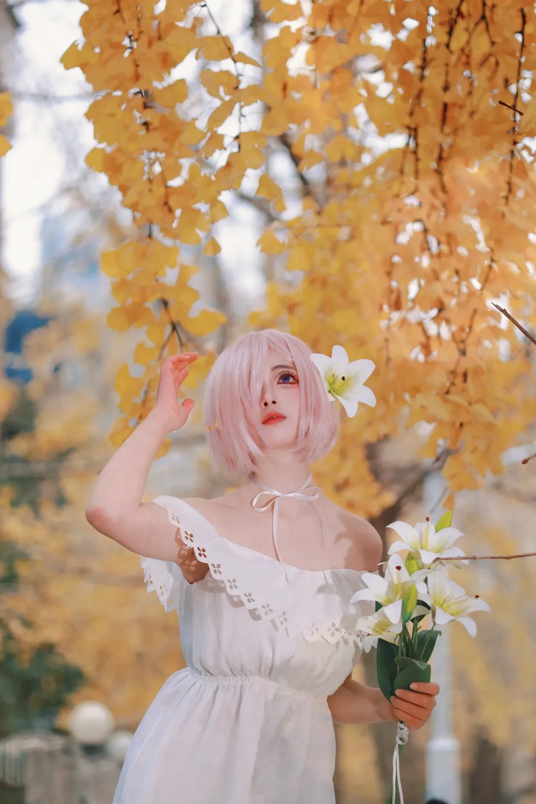 Fate, 玛修cos, cosplay人像, 秋日外景, 银杏林