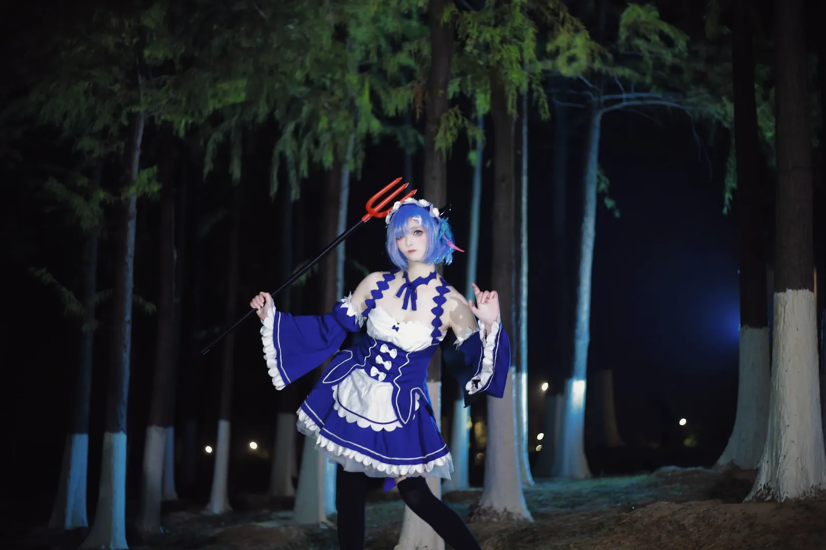 蕾姆cos, 夜景人像, 黑丝, 万圣节, 从零开始的异界生活 - 第1张