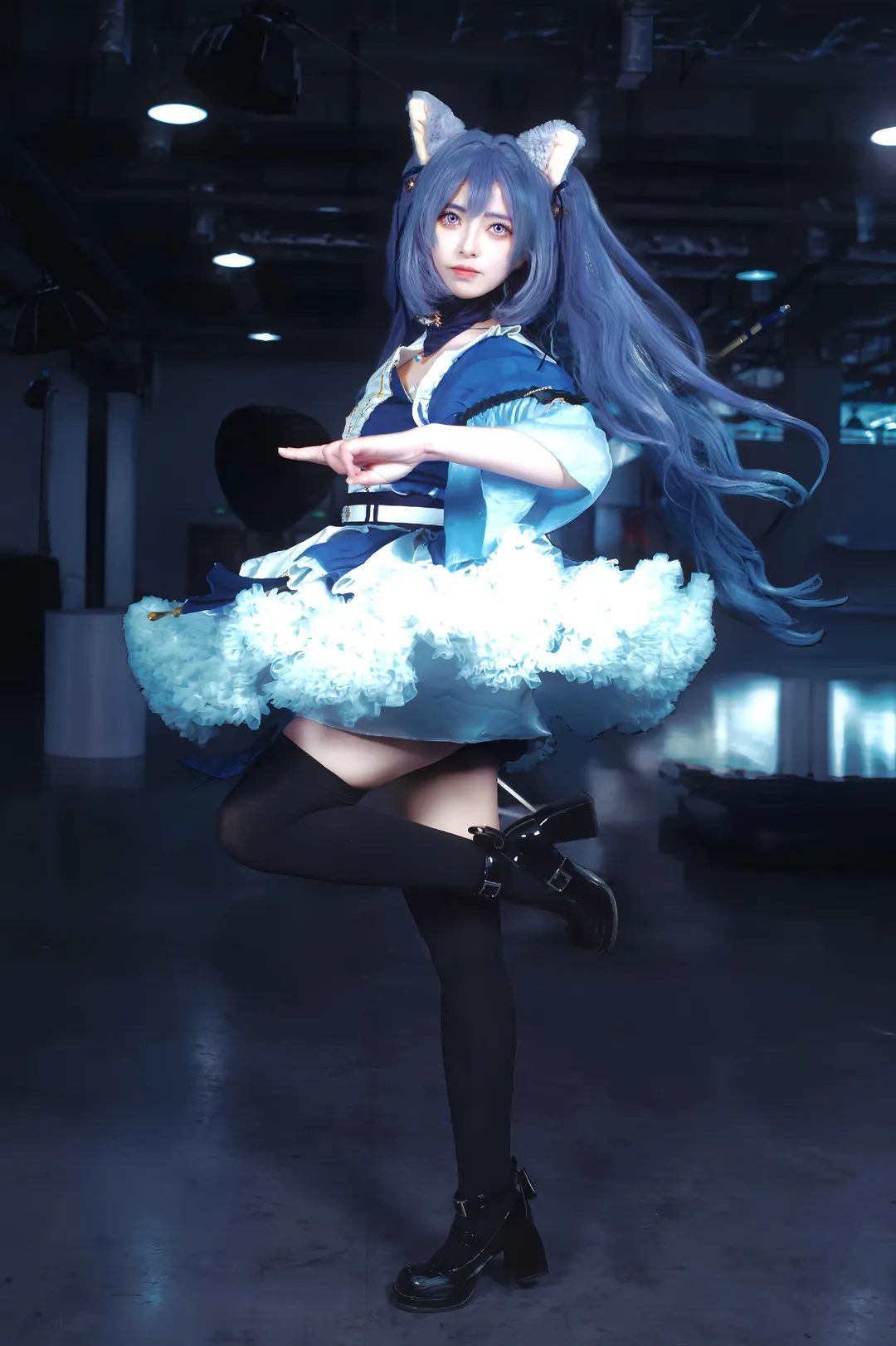 原神, 刻晴コスプレ, コスプレ撮影, 黒タイツ コーデ, 璃月の雷神 - 4枚目
