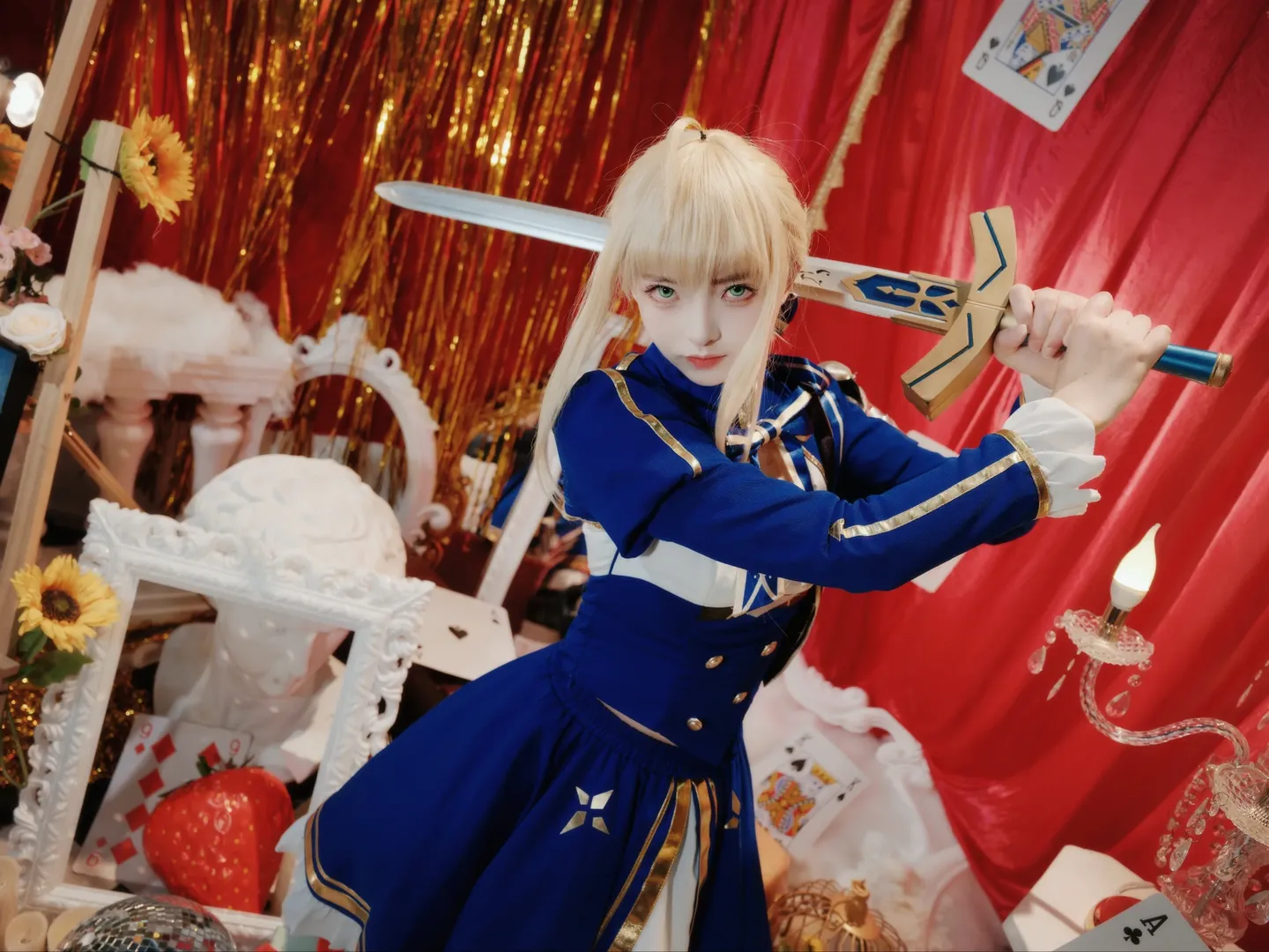 阿尔托莉雅cos, 二次元cosplay, fate, 黑丝穿搭, 骑士王 - 第1张