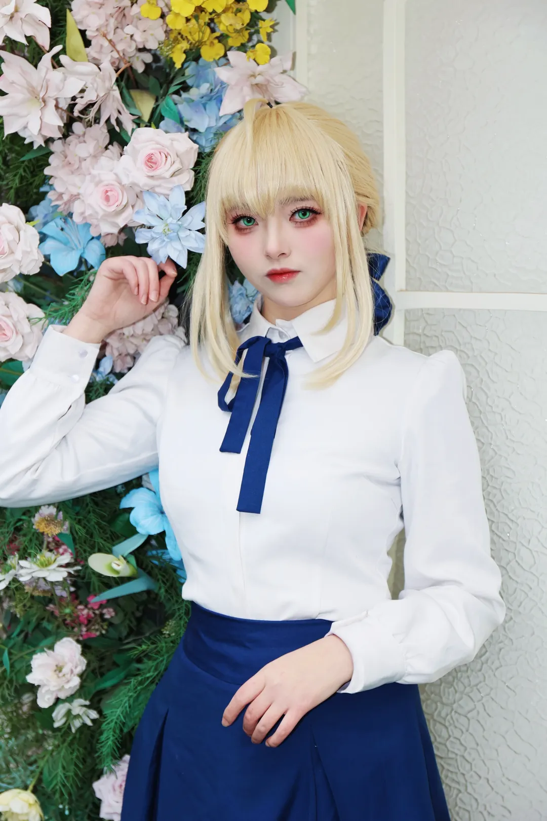 Fate/Grand Order, 阿爾託莉雅cos, Cosplay攝影, 白襯衫制服, 花牆佈景