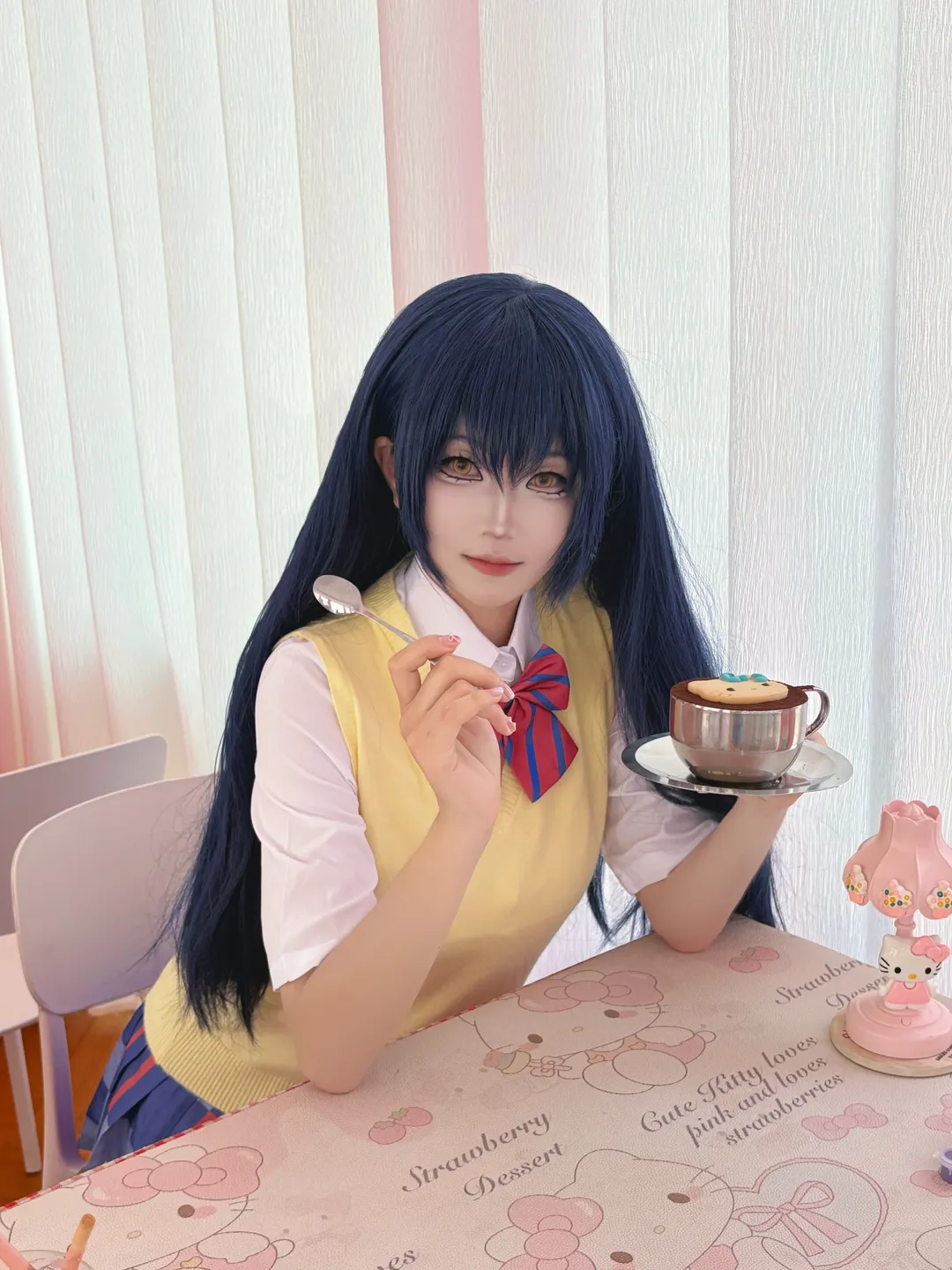 Love Live!, cosplay日常, 黑丝穿搭, 校园风cosplay, 海未cos - 第1张