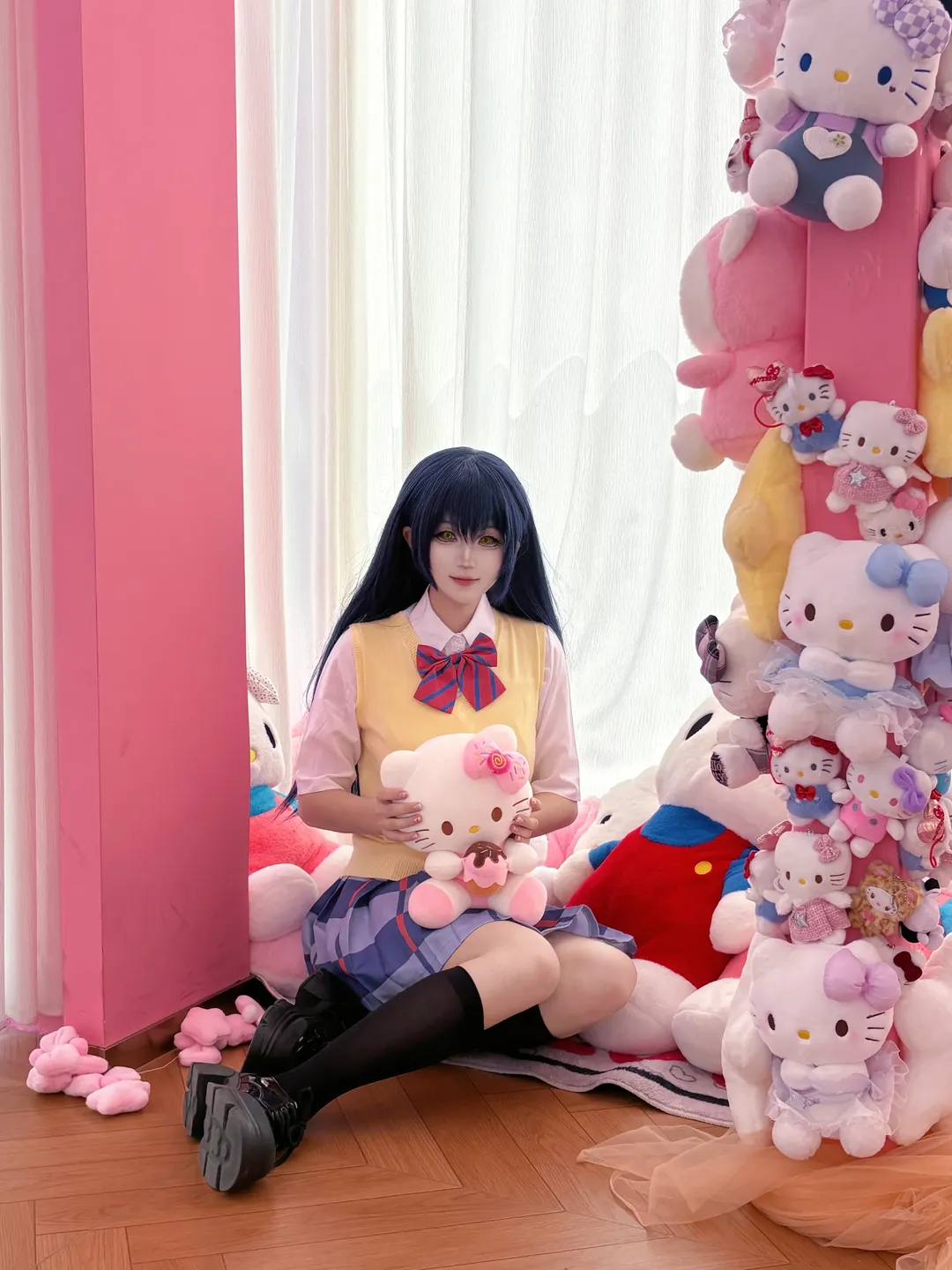 Love Live!, cosplay日常, 黑丝穿搭, 校园风cosplay, 海未cos - 第4张