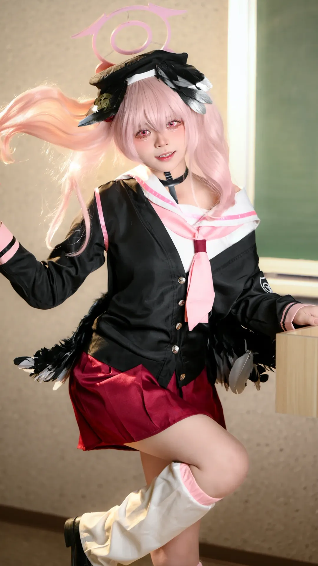 蔚蓝档案, 二次元cosplay, 下江小春cos, 白丝过膝袜cos, 校园制服cos - 第5张
