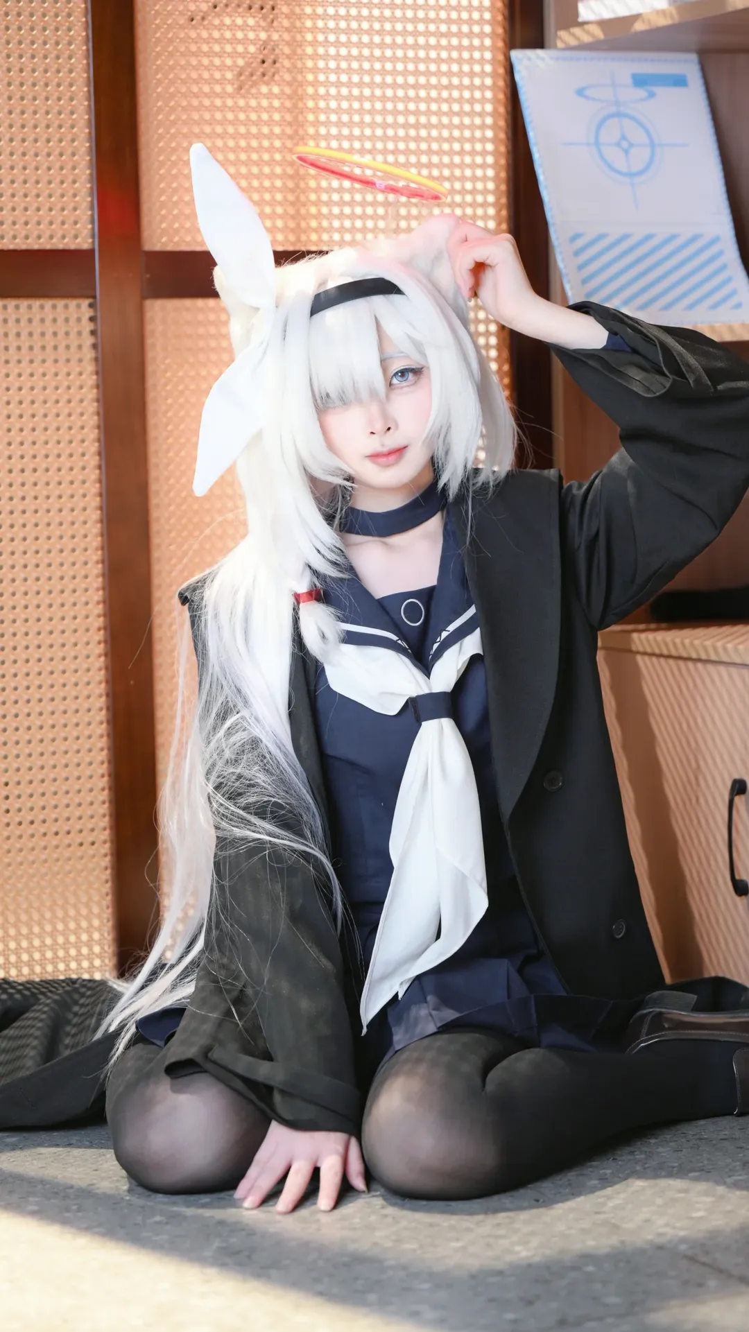 蔚藍檔案, 普拉娜cos, 室內棚拍, 獸耳cos, 黑絲cosplay
