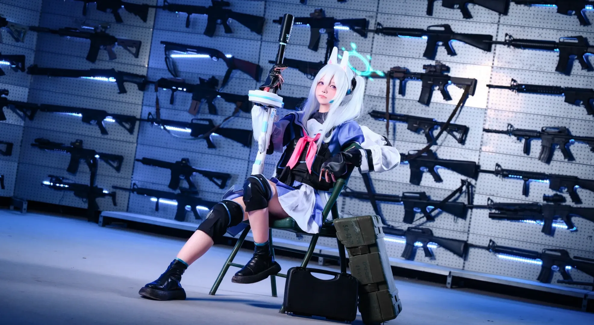蔚蓝档案, 二次元cosplay, 月雪宫子cos, 战术装备, 武器墙 - 第3张