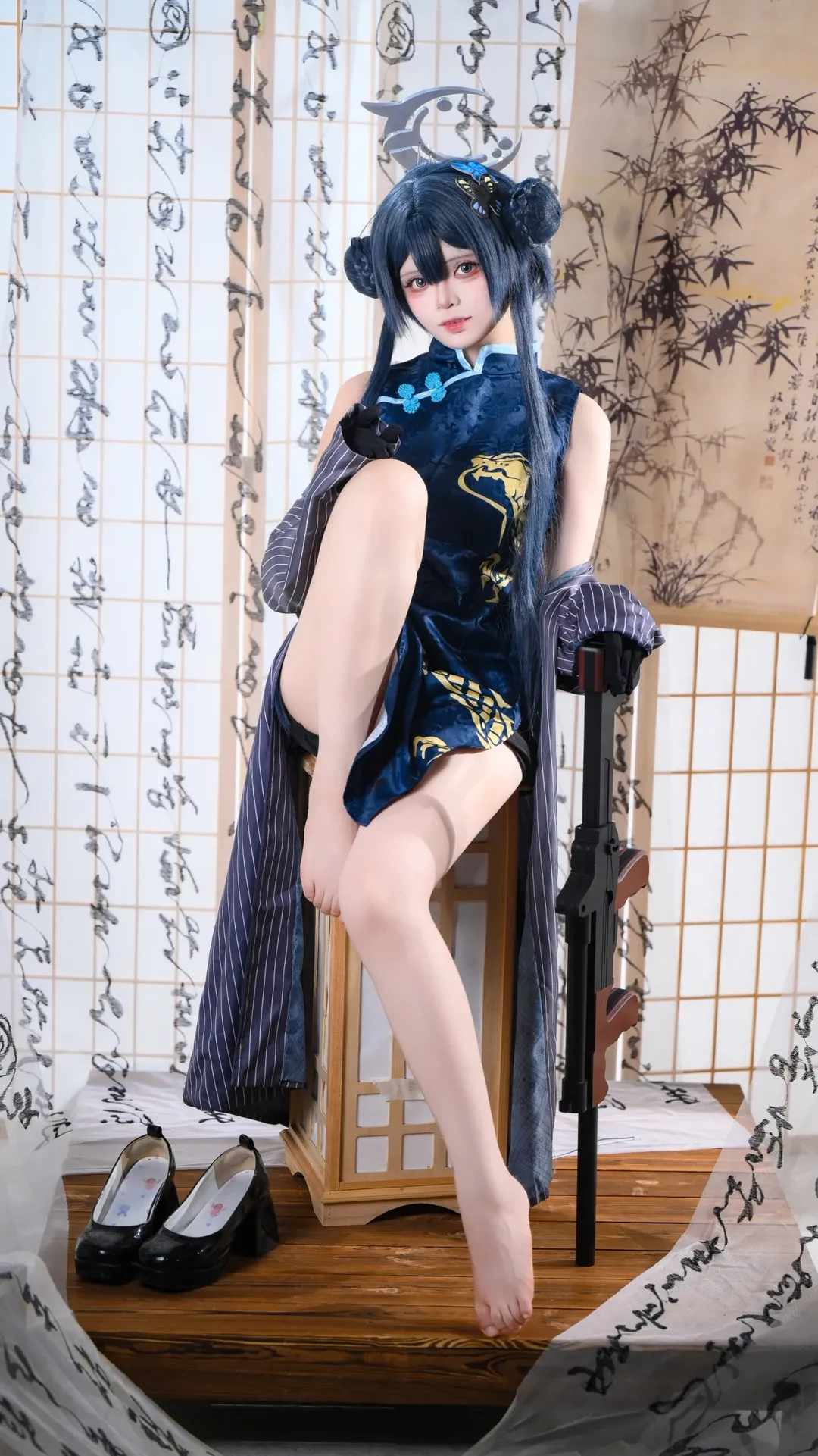 蔚蓝档案, 龙华妃咲cos, 二次元写真, 国风旗袍cos, 中式复古 - 第1张