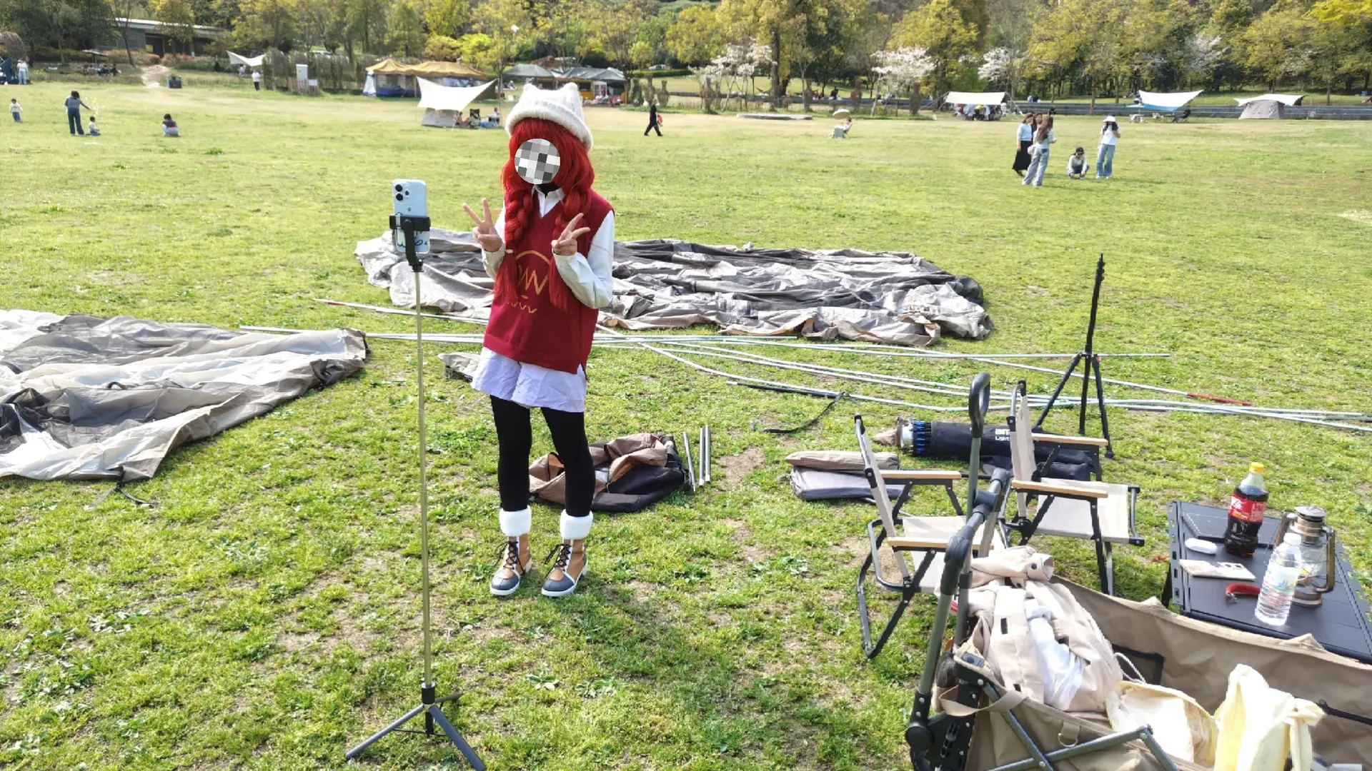 Blue Archive, Outdoor photography, Anime-style fashion, Konuri Maki cosplay, Cosplay camping