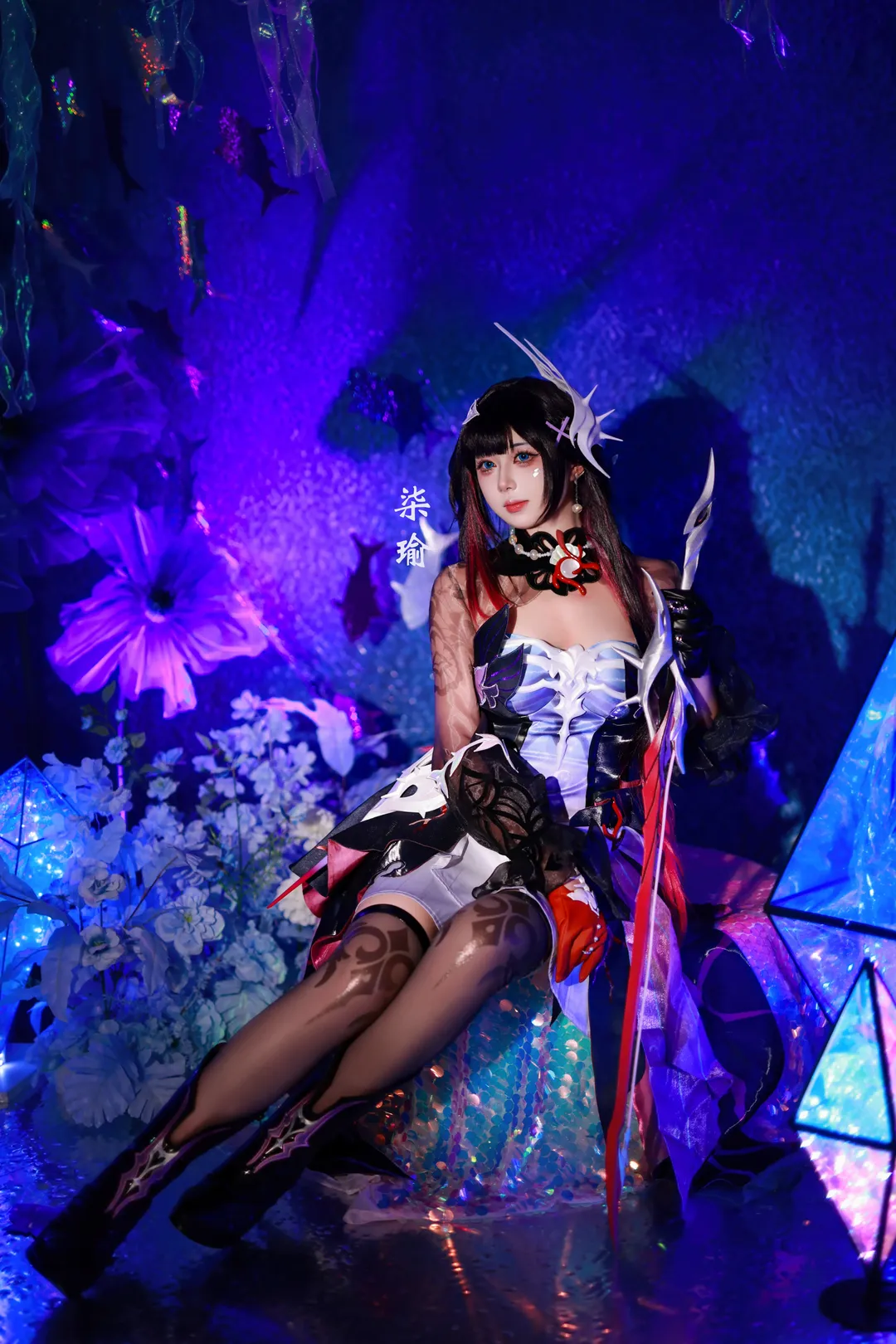 Honkai: Star Rail, Omphalos, Helektra cosplay, Game cosplay, Black stockings cosplay