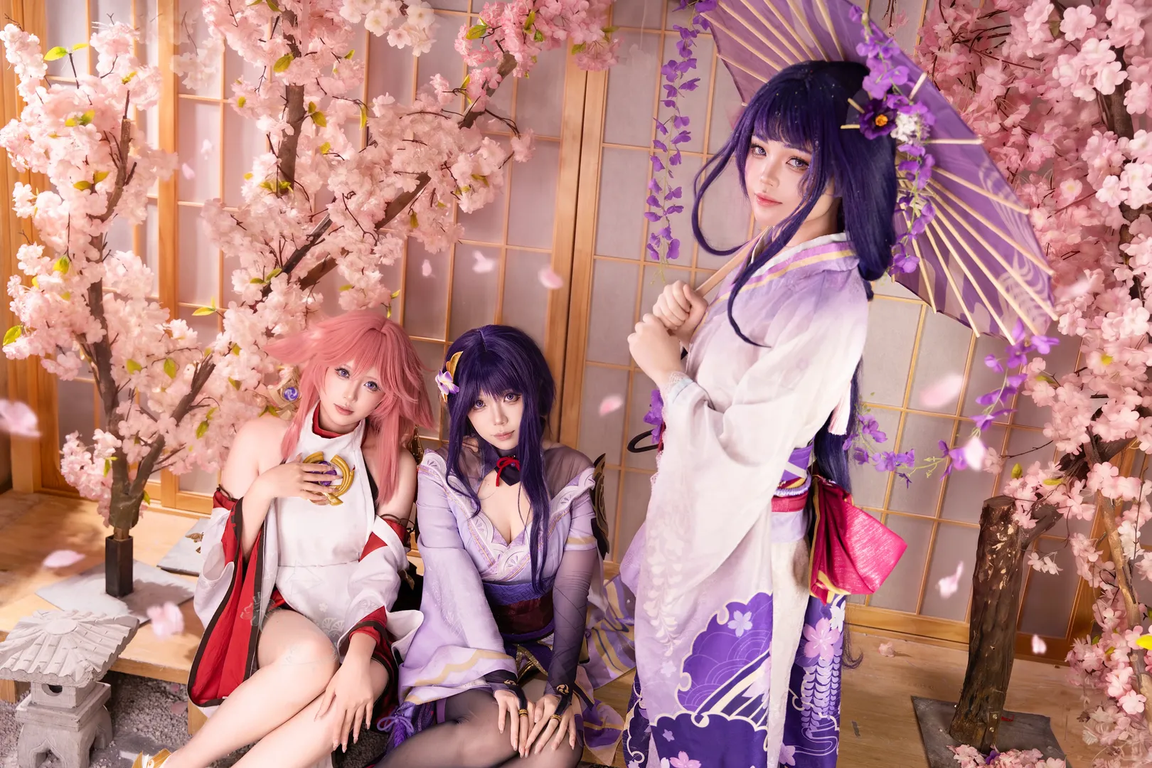 原神, 八重神子 コスプレ, 雷電将軍コスプレ, 黒ストッキングコスプレ, 雷電眞コスプレ - 2枚目