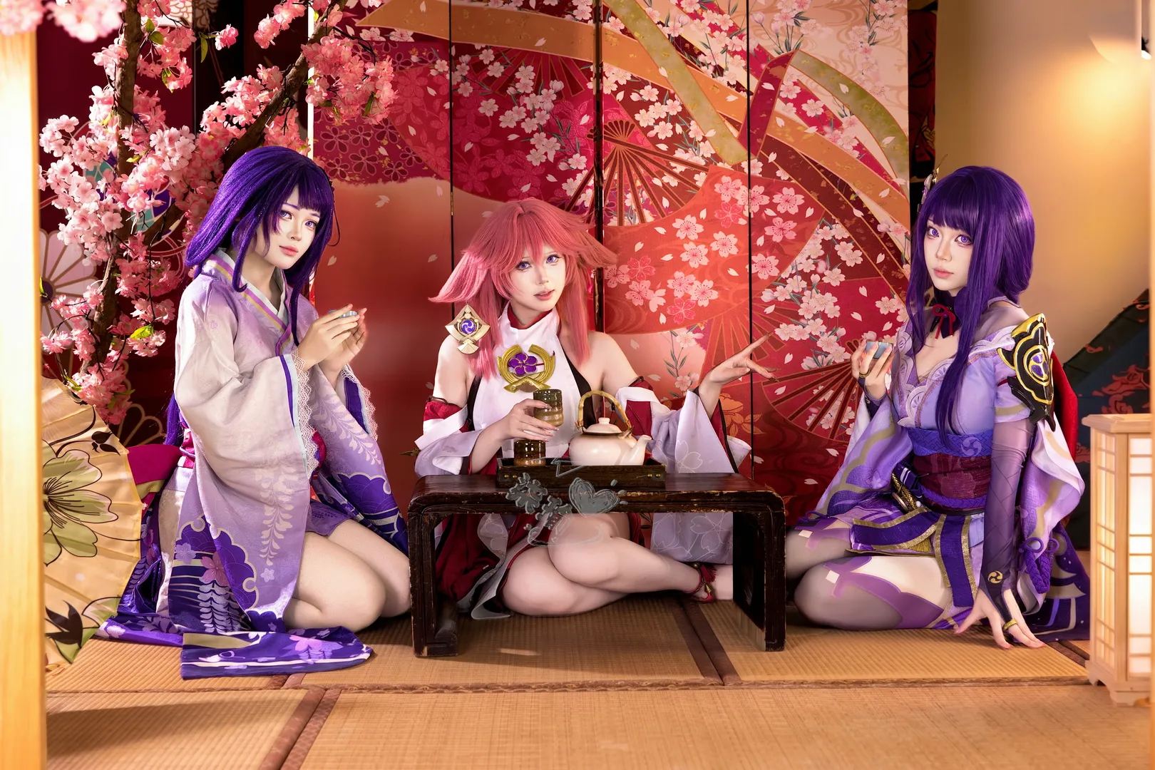 原神, 八重神子cos, 雷电将军cos, 雷电真cos, 丝袜cosplay