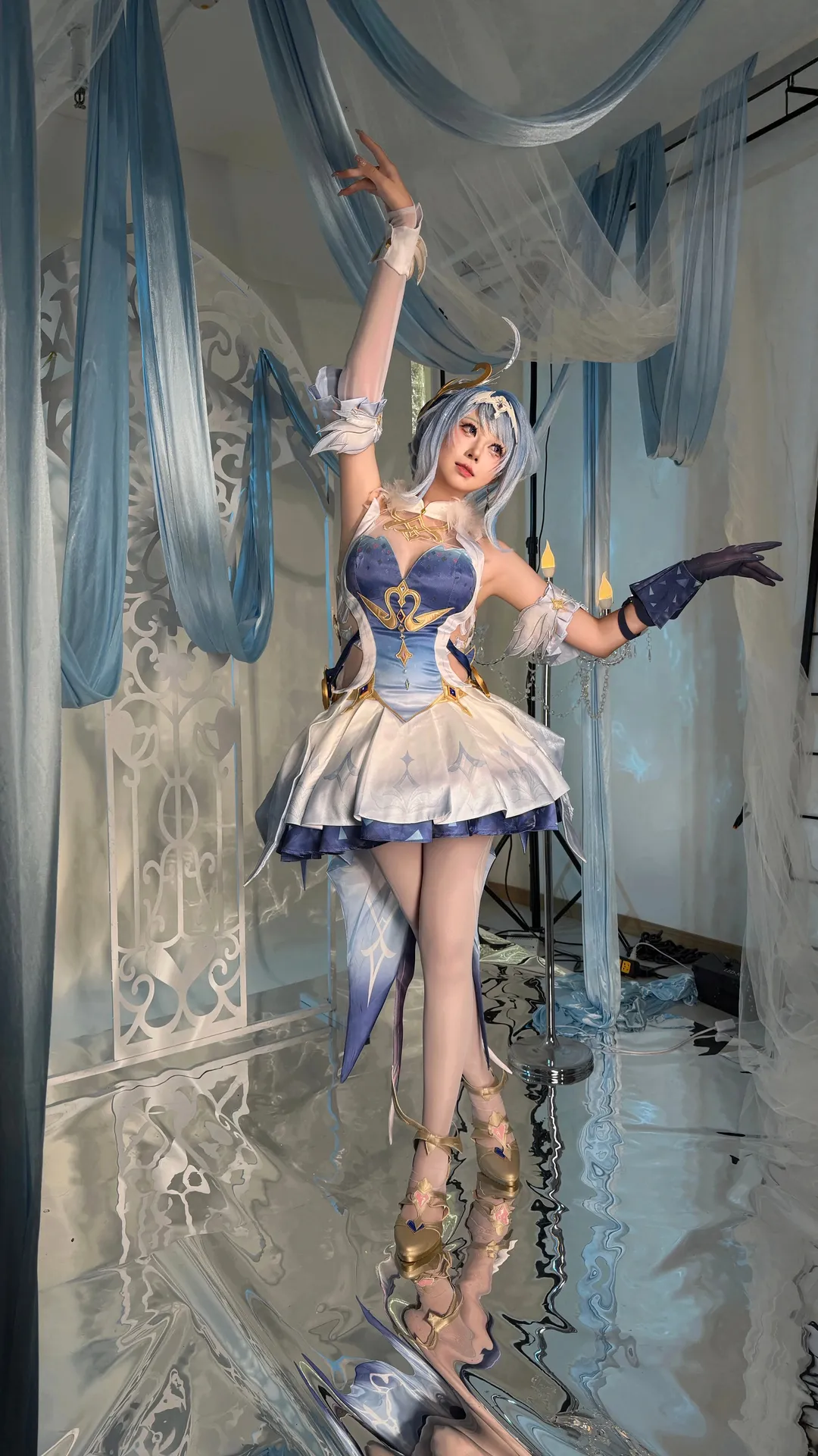原神, 原神日常, 白丝cosplay, 奥黛塔cos, 原神抽卡