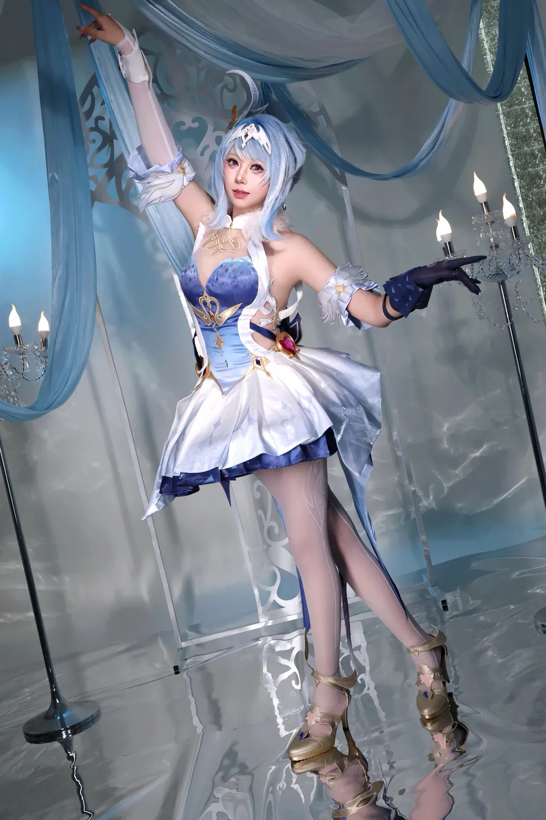 原神, cosplay摄影, 丝袜穿搭, 奥黛塔cos, 蓝白裙cosplay - 第1张