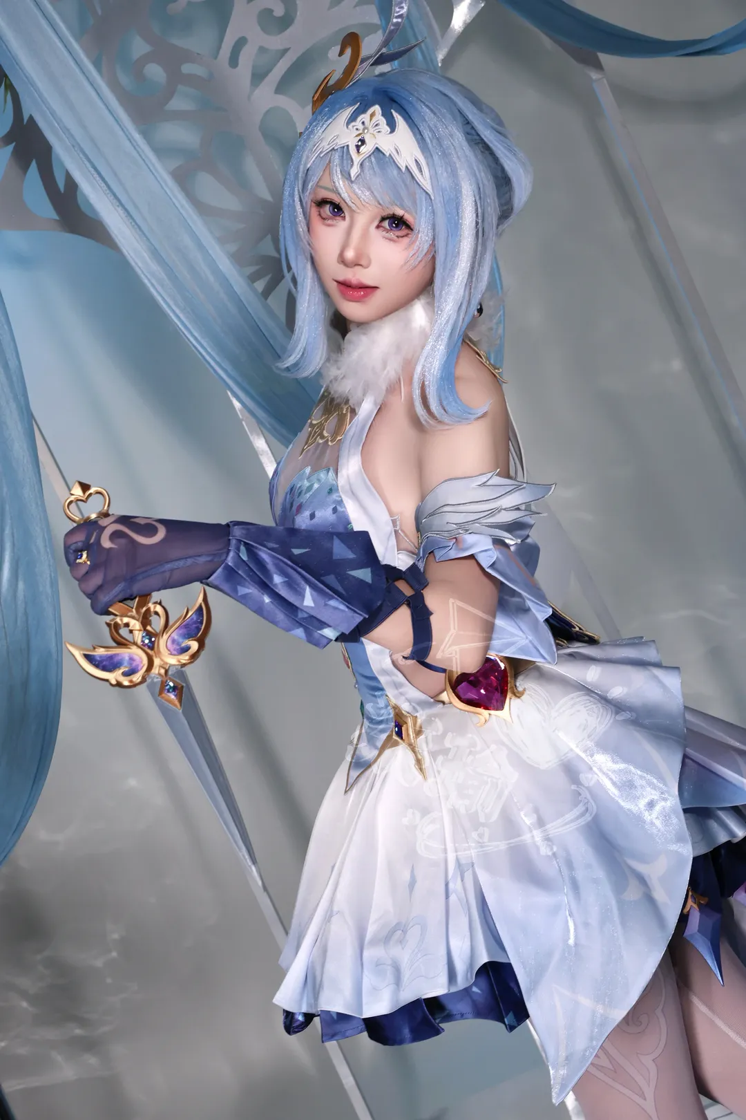 原神, cosplay摄影, 丝袜穿搭, 奥黛塔cos, 蓝白裙cosplay - 第3张
