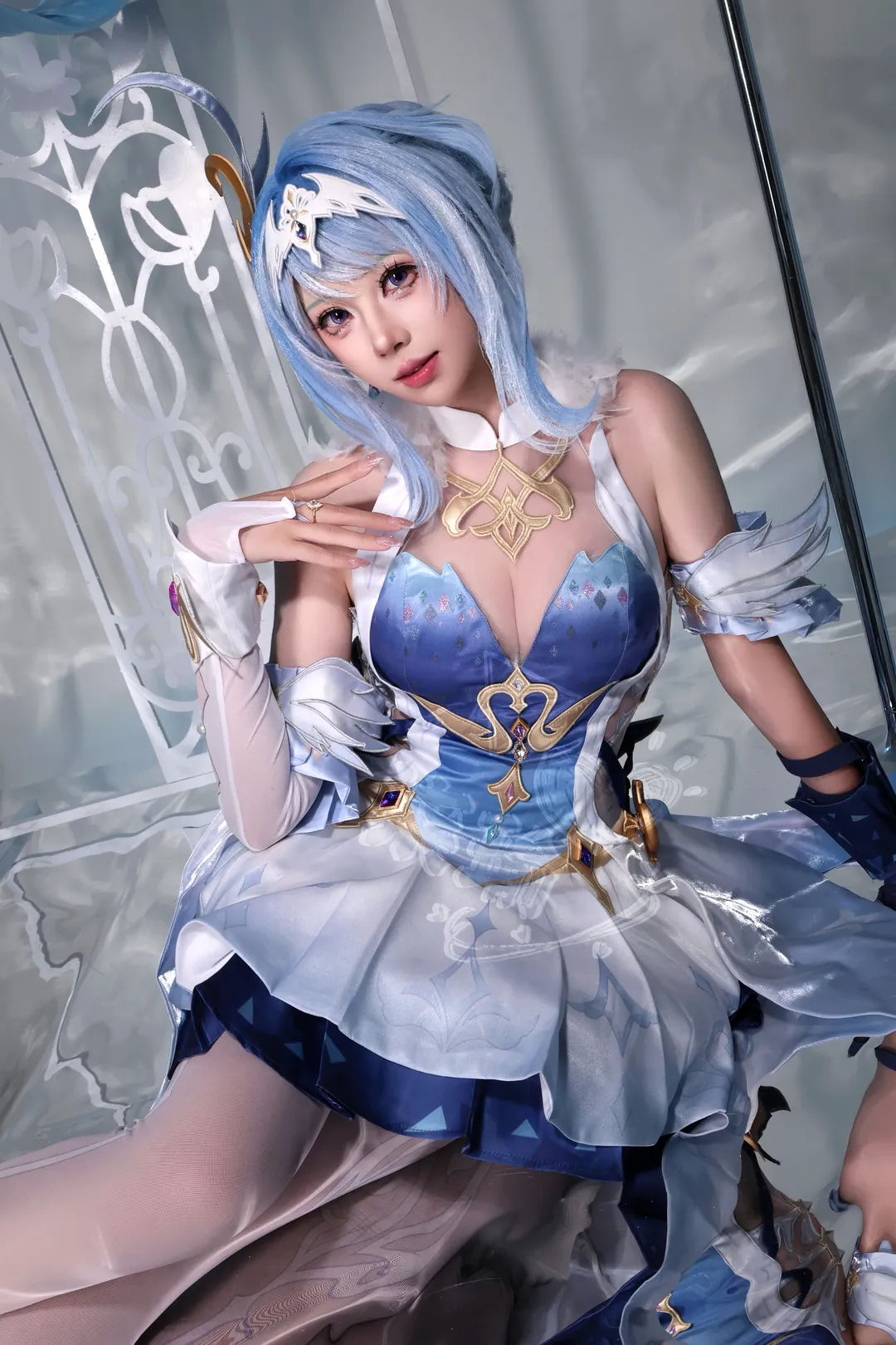 原神, cosplay丝袜, 棚拍写真, 冰系少女, 奥黛塔cos