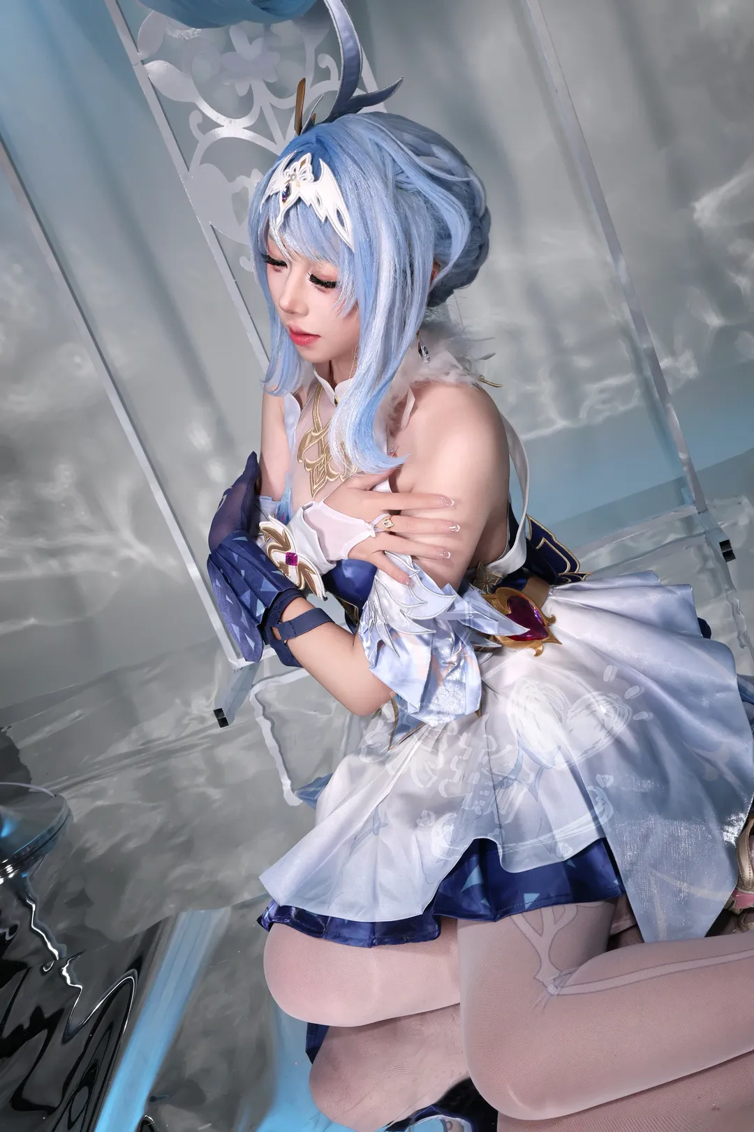 原神, コスプレストッキング, スタジオ撮影, 氷系少女, オデット コスプレ - 2枚目