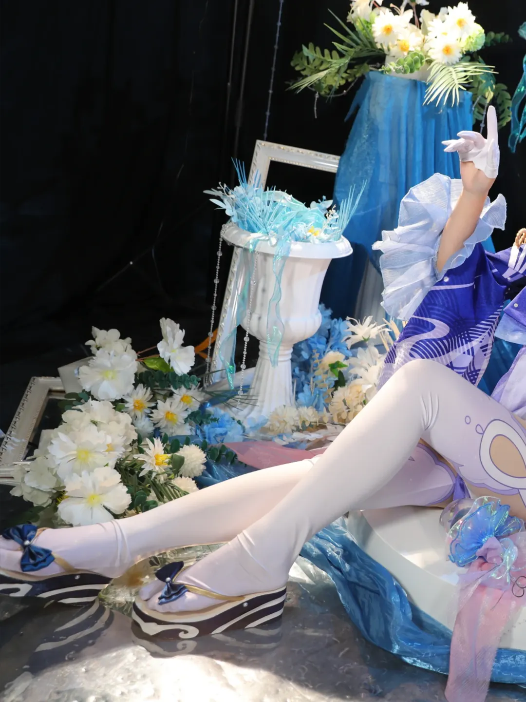 原神, cosplay, 珊瑚宫心海cos, 白丝连裤袜, 水元素场景 - 第1张