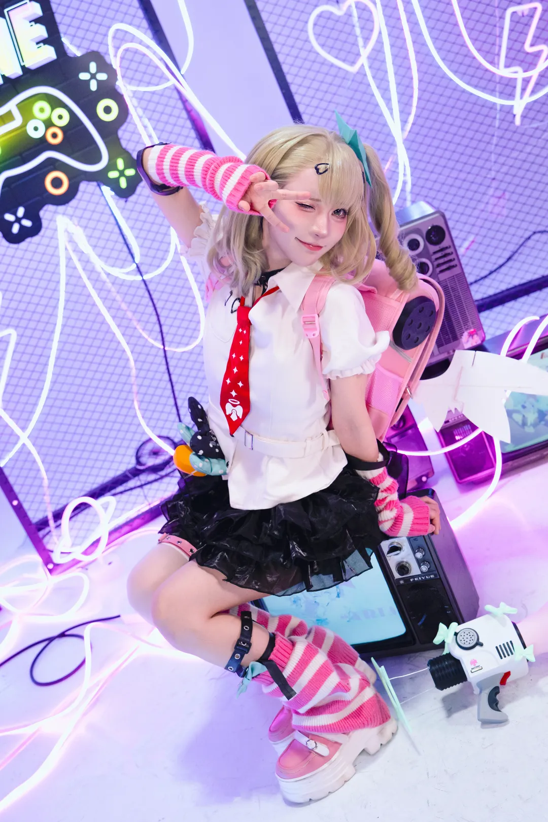 绝区零, 千夏蕾咪cos, 妄想天使, 白丝穿搭, 电玩风cosplay - 第6张
