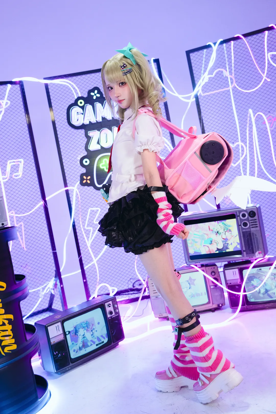 绝区零, 千夏蕾咪cos, 妄想天使, 白丝穿搭, 电玩风cosplay - 第7张