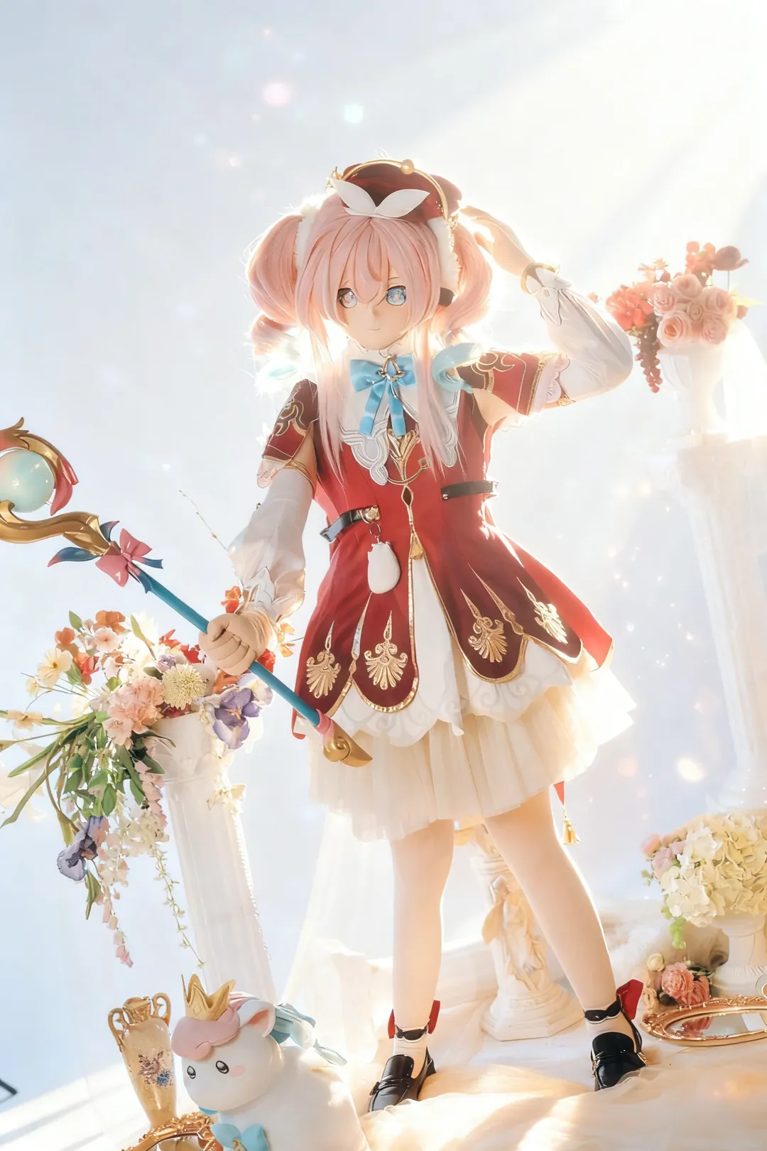 White stockings, Magical Girl Style, Honkai: Star Rail cosplay, Pink hair twin tails, Kig style