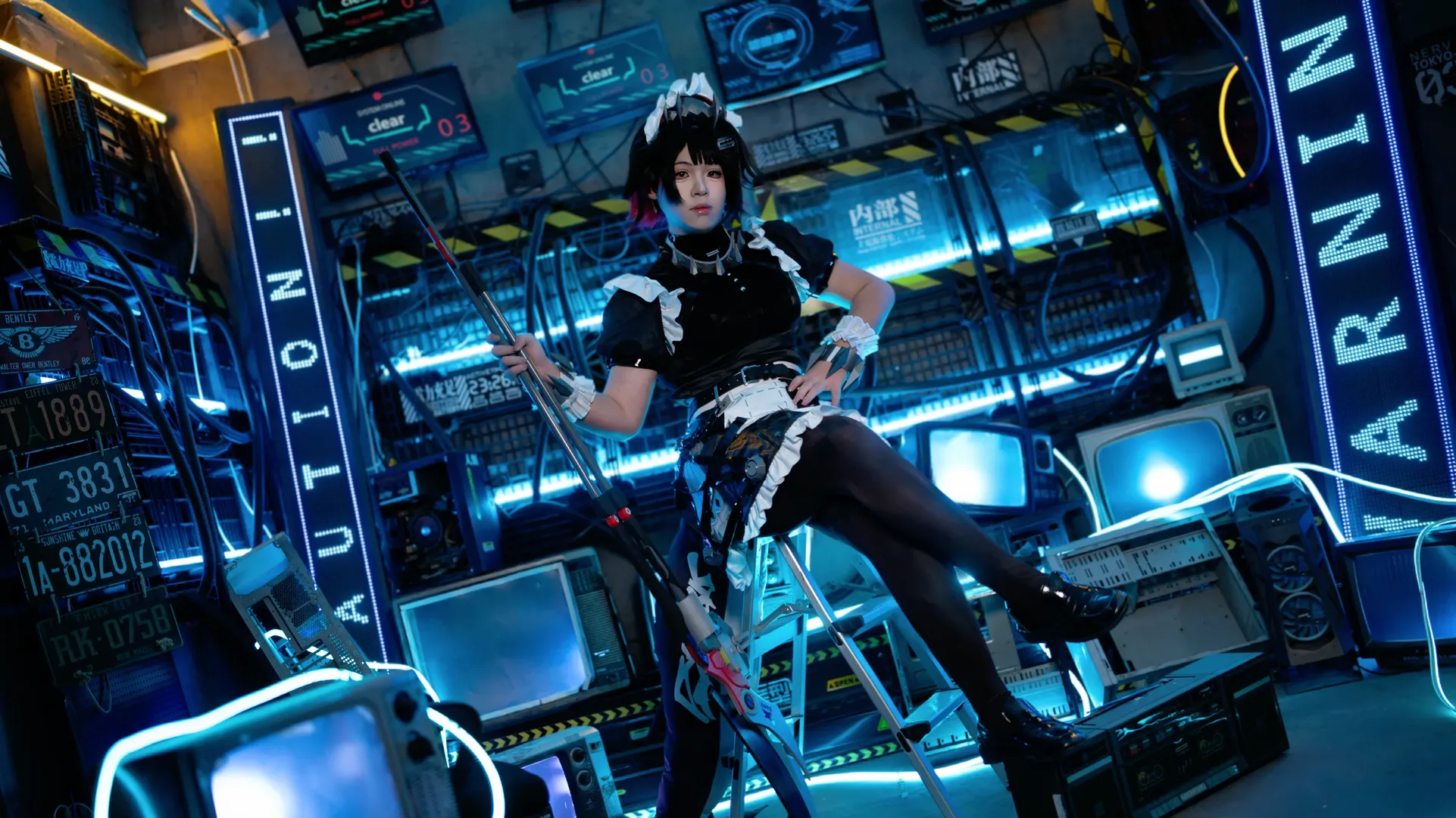 Zenless Zone Zero, Cyberpunk, Ellen Joe cosplay, Cosplay photography, Black stockings cosplay