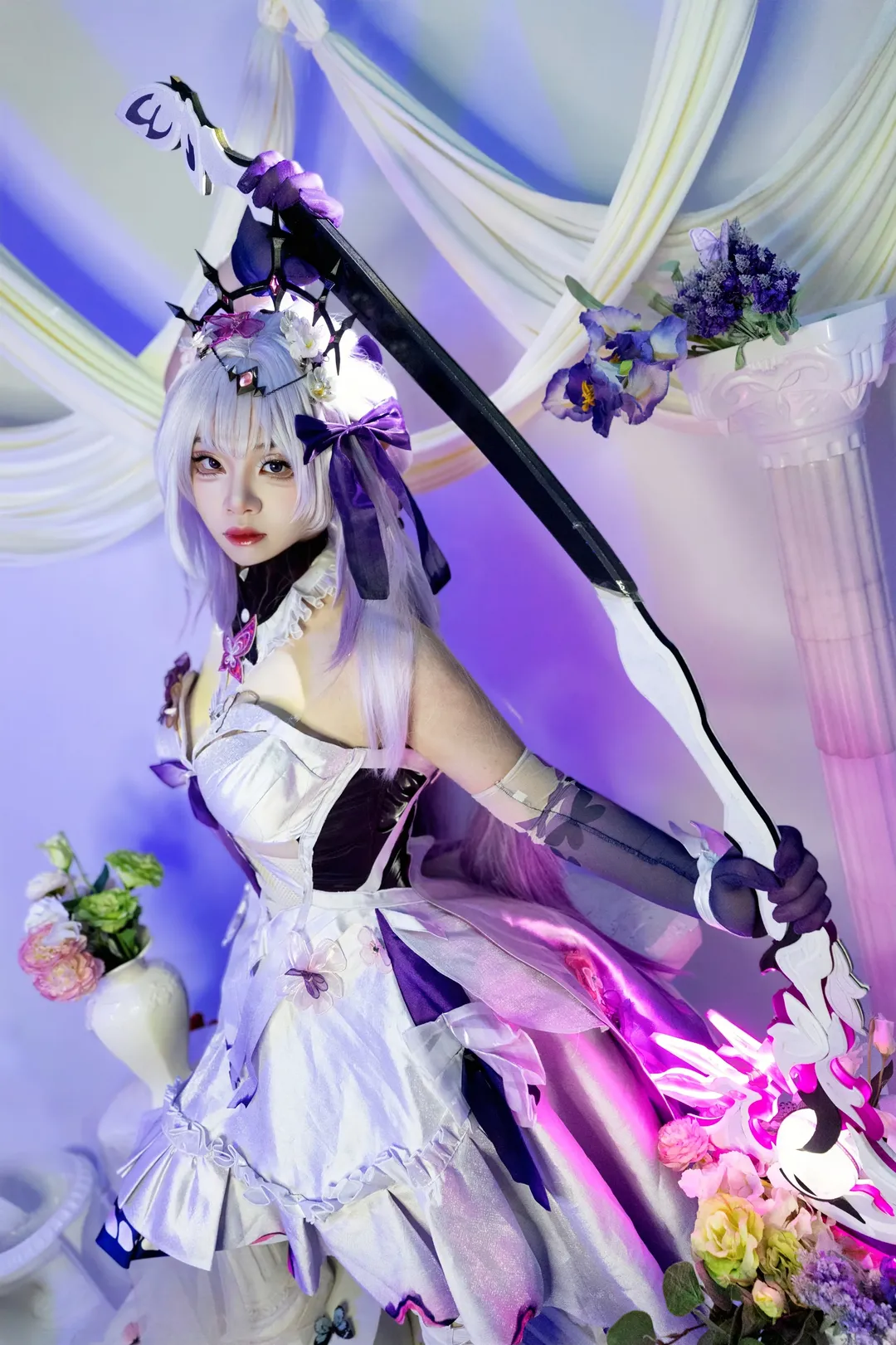 Honkai: Star Rail, Atmospheric photography, Castorice cosplay, 2D Cosplay, White pantyhose