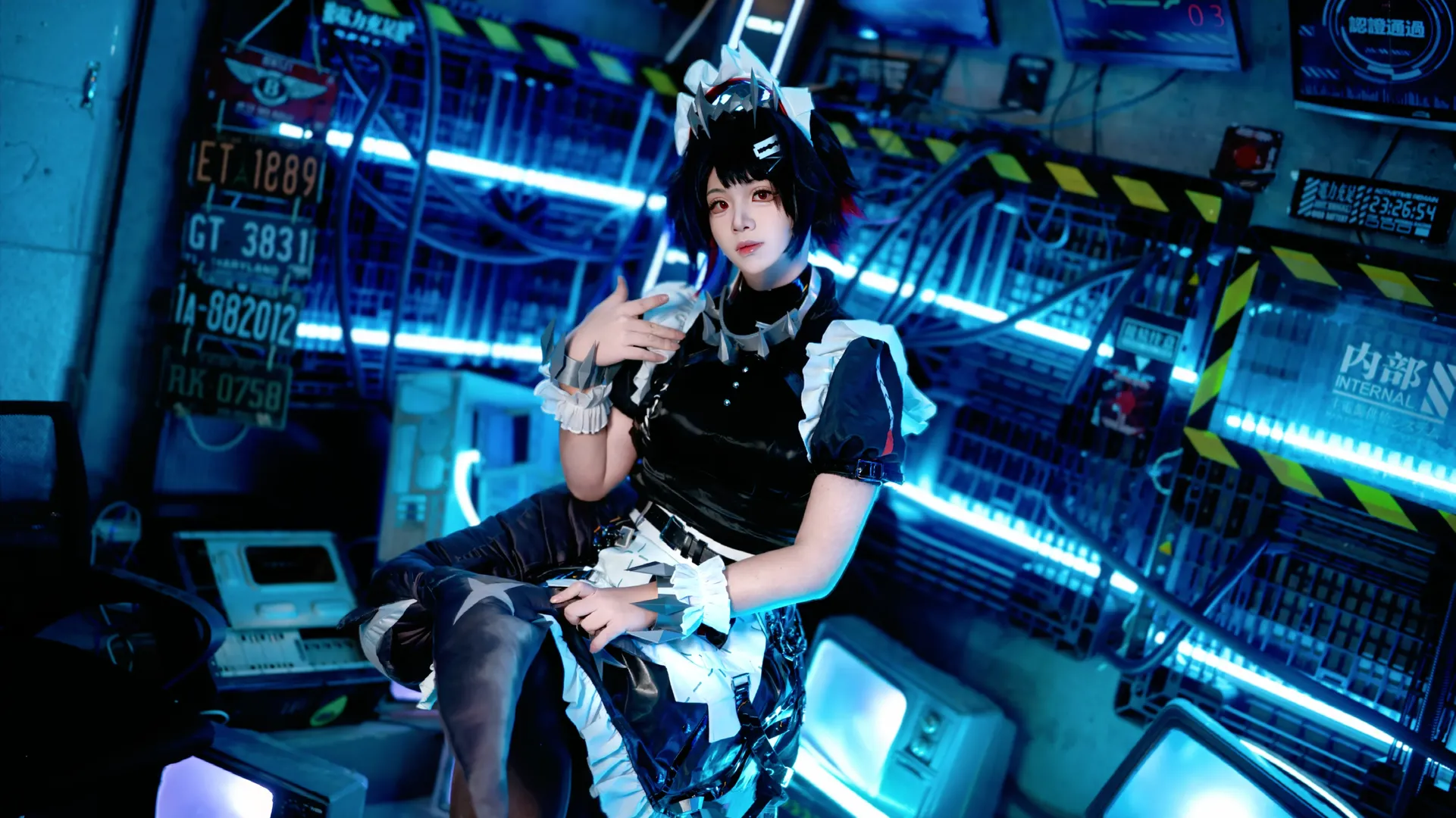 绝区零, 艾莲乔cos, cosplay摄影, 黑丝cos, 赛博朋克风格