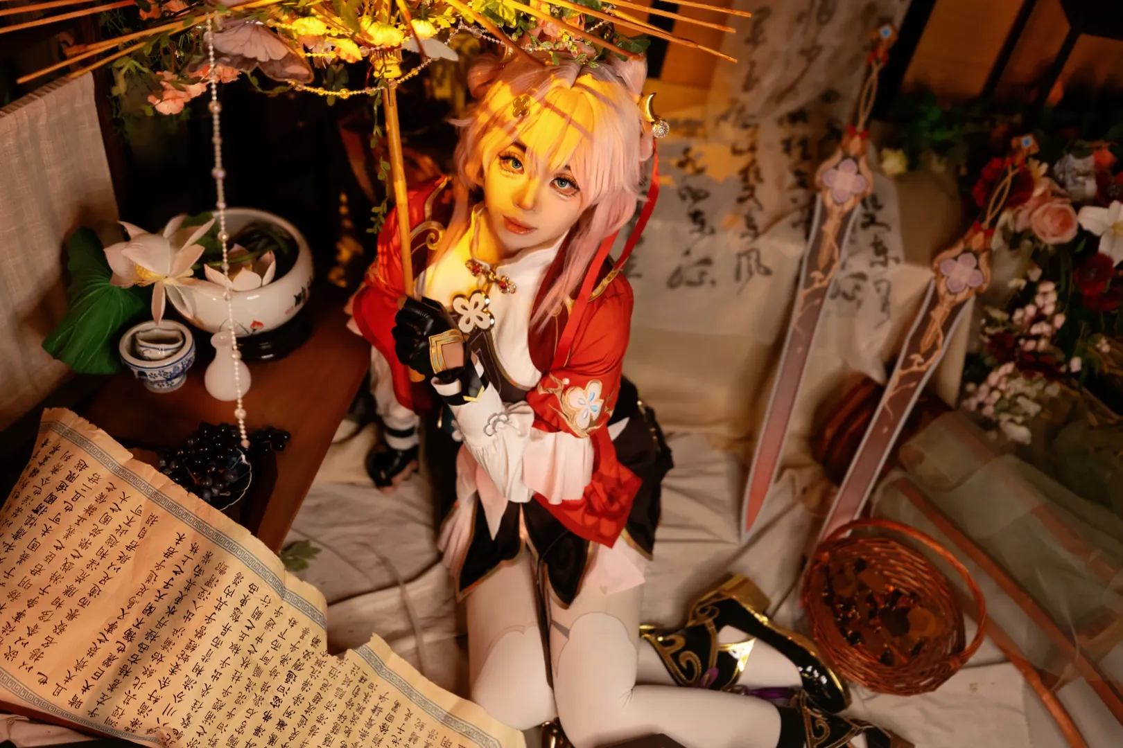 二次元撮影, 崩壊：スターレイル, 三月なのか コスプレ, 白ニーソコーデ, 仙舟古風