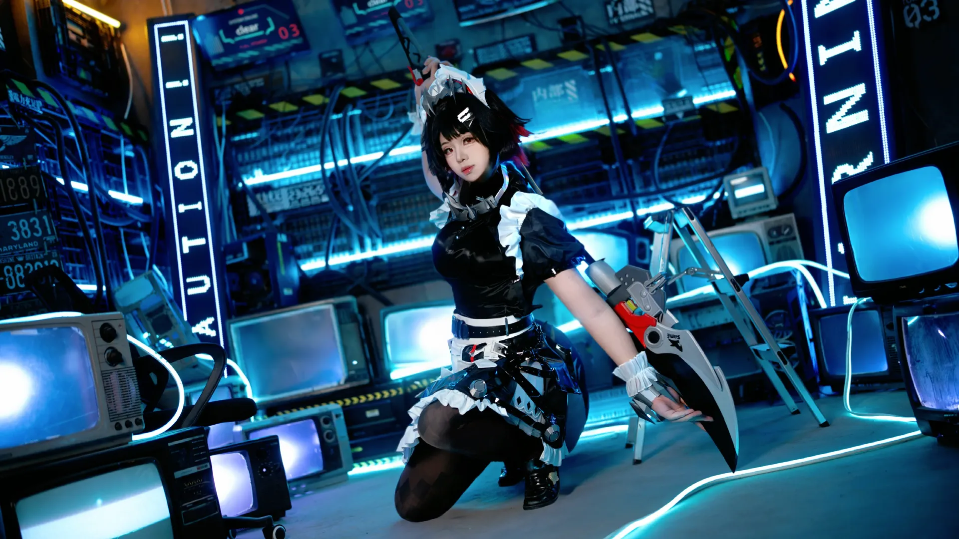 Zenless Zone Zero, cosplay, Cyberpunk, Ellen Joe cosplay, Black stockings cosplay