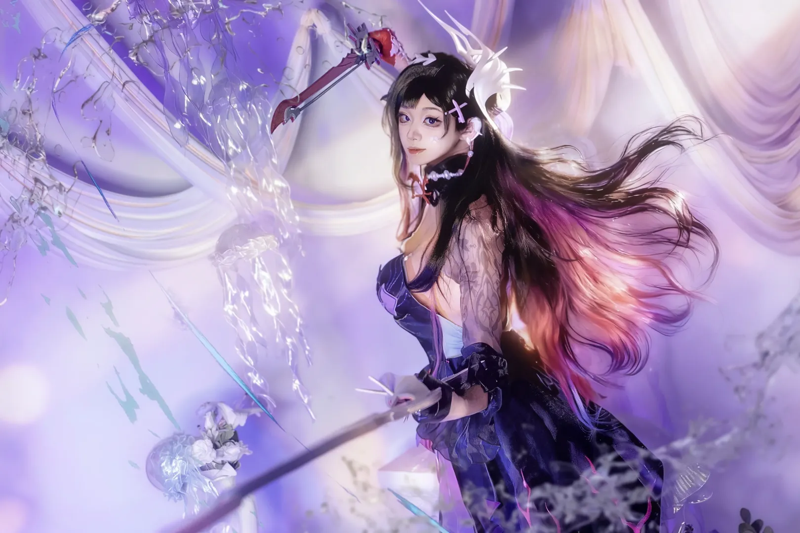 崩坏星穹铁道, 海瑟音cos, cosplay摄影, 二次元氛围感, 梦幻光影