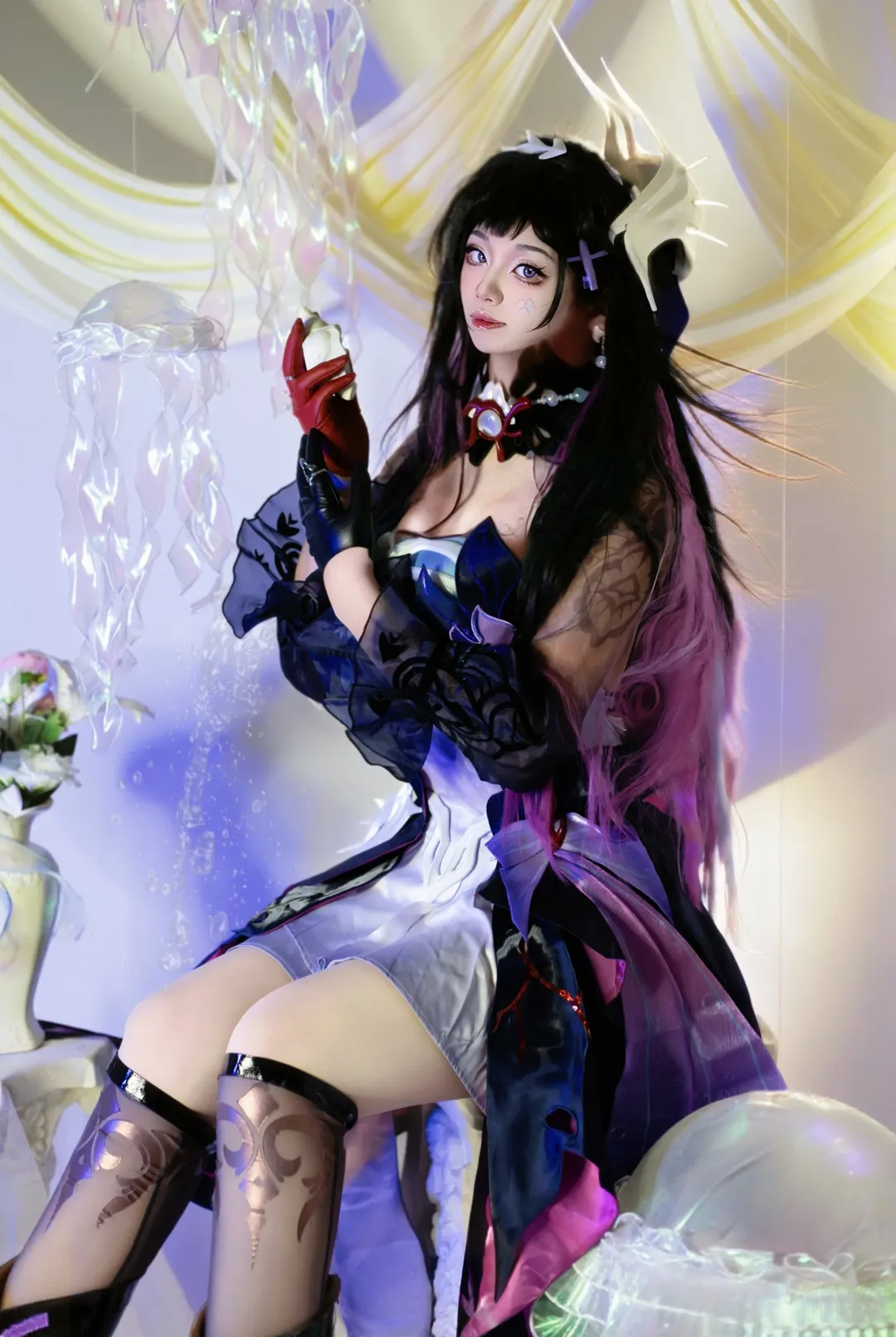 崩坏星穹铁道, 二次元cosplay, 海瑟音cos, 梦幻水母风, 幻彩摄影