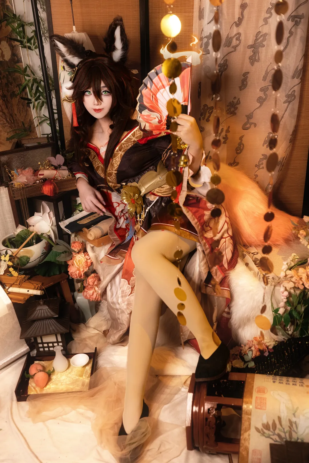 Fugue Cosplay, Anime-style photography, Honkai: Star Rail, Tingyun cosplay, Chinese style animal ears