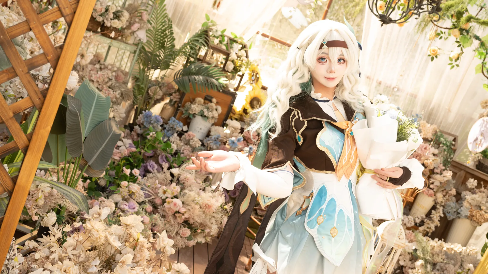 二次元少女, 崩坏星穹铁道, 流萤cos, Cosplay摄影, 花园外景