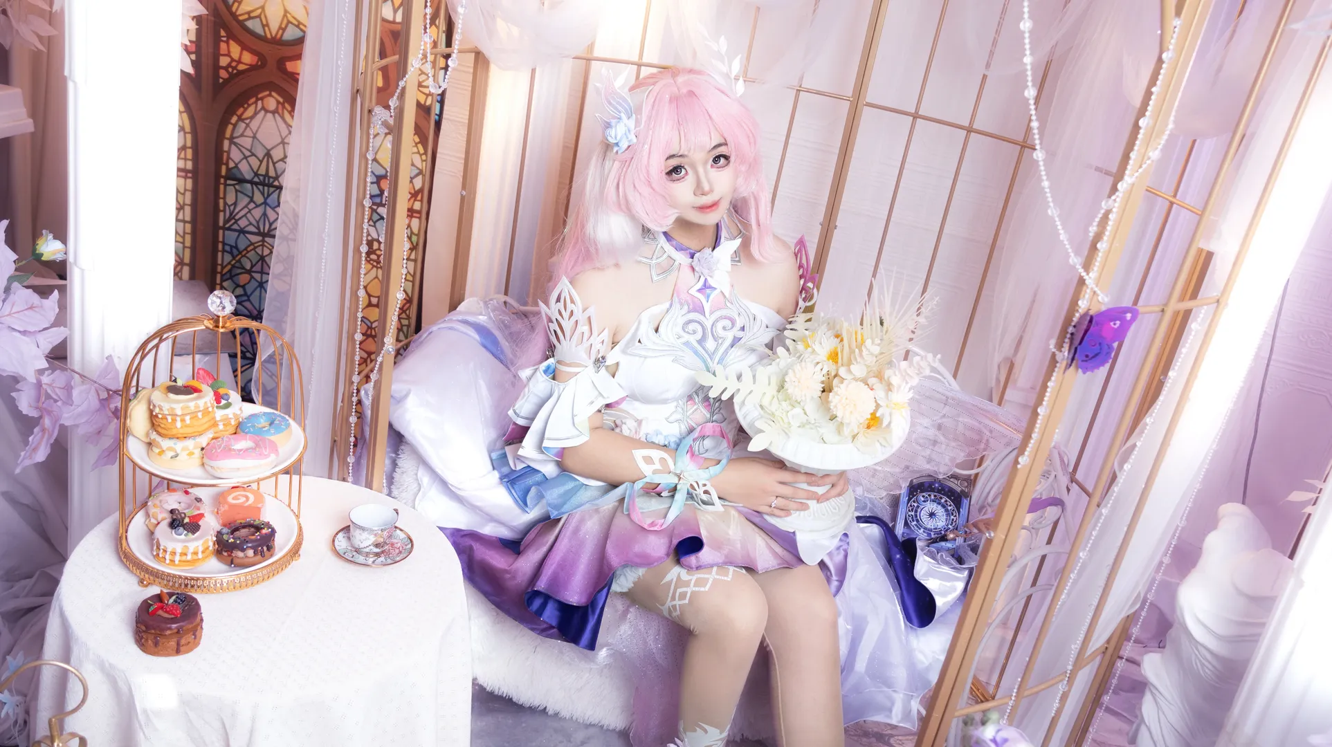 二次元摄影, 昔涟cos, 崩坏星穹铁道, 粉发少女, 梦幻洛丽塔