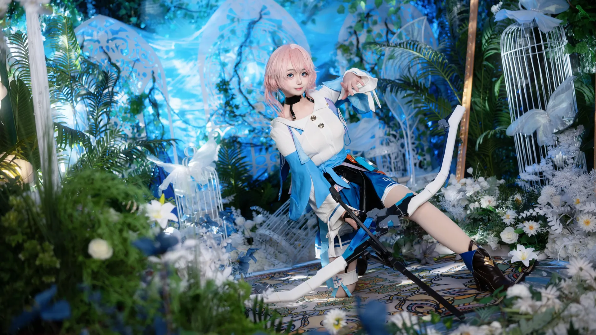 Honkai: Star Rail, March 7th cosplay, Anime cosplay, Blue and white color scheme, Cosplay photography