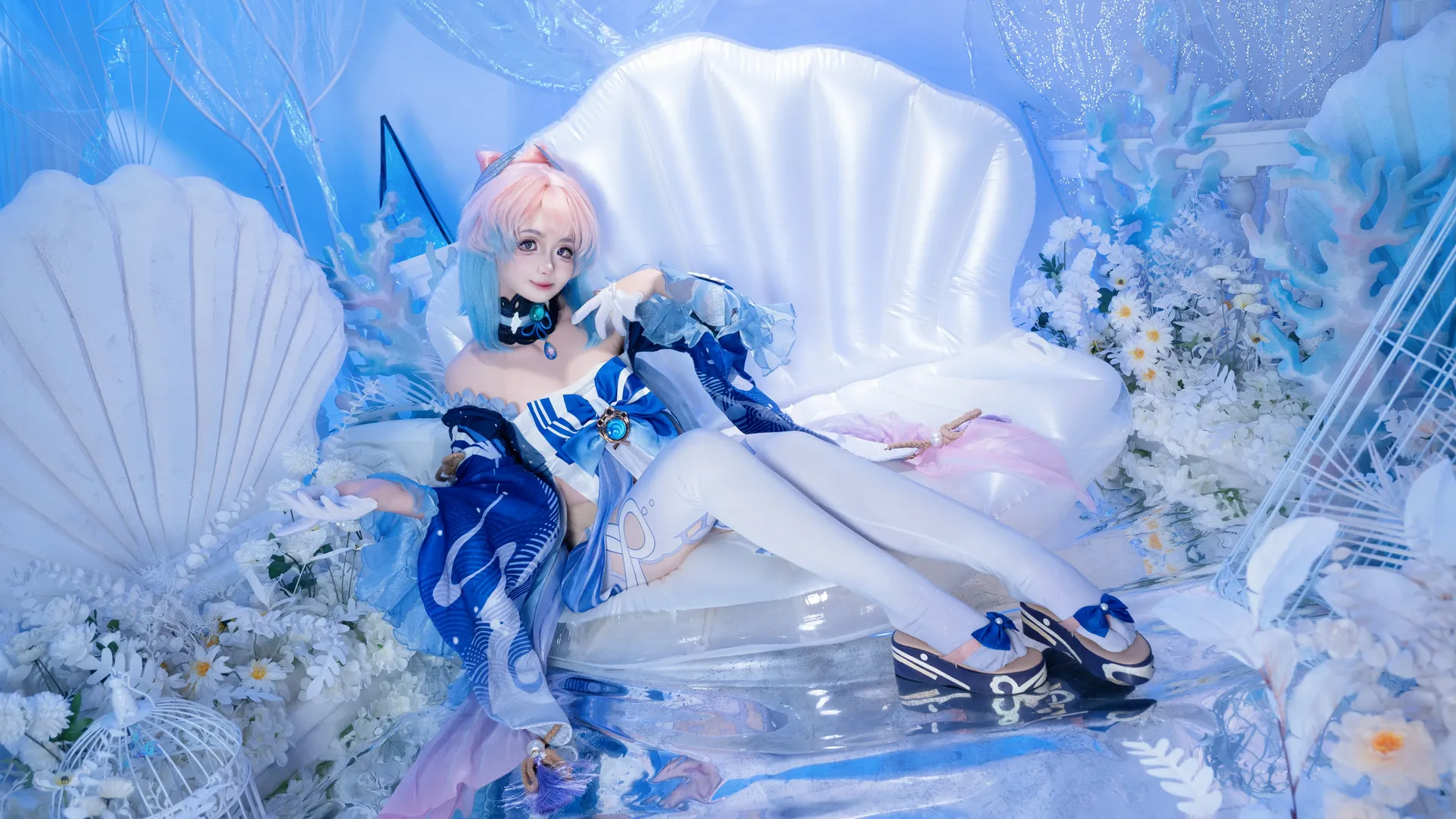 原神, 珊瑚宮心海cos, cosplay攝影, 白絲穿搭, 二次元出片