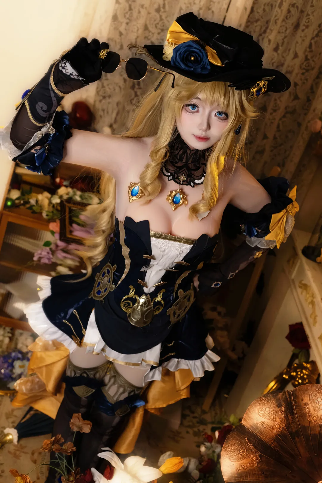 原神, 复古风, cosplay穿搭, 娜维娅cos, 白丝腿环