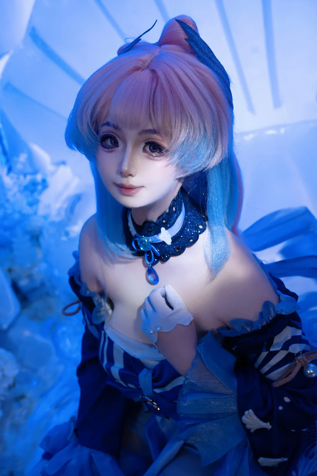 原神, コスプレ, 珊瑚宮心海 コスプレ, ブルーライティングの雰囲気, 離乳食