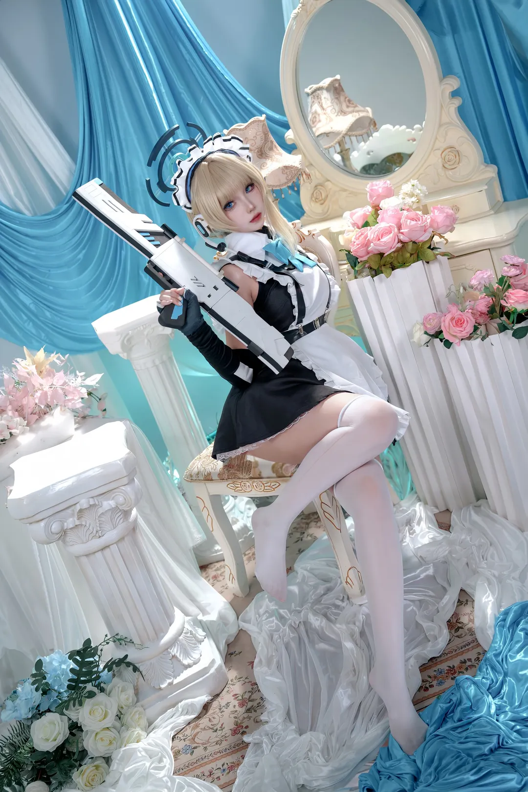 ブルーアーカイブ, メイド服, 二次元コスプレ, 飛鳥馬トキ コスプレ, 白ニーソ