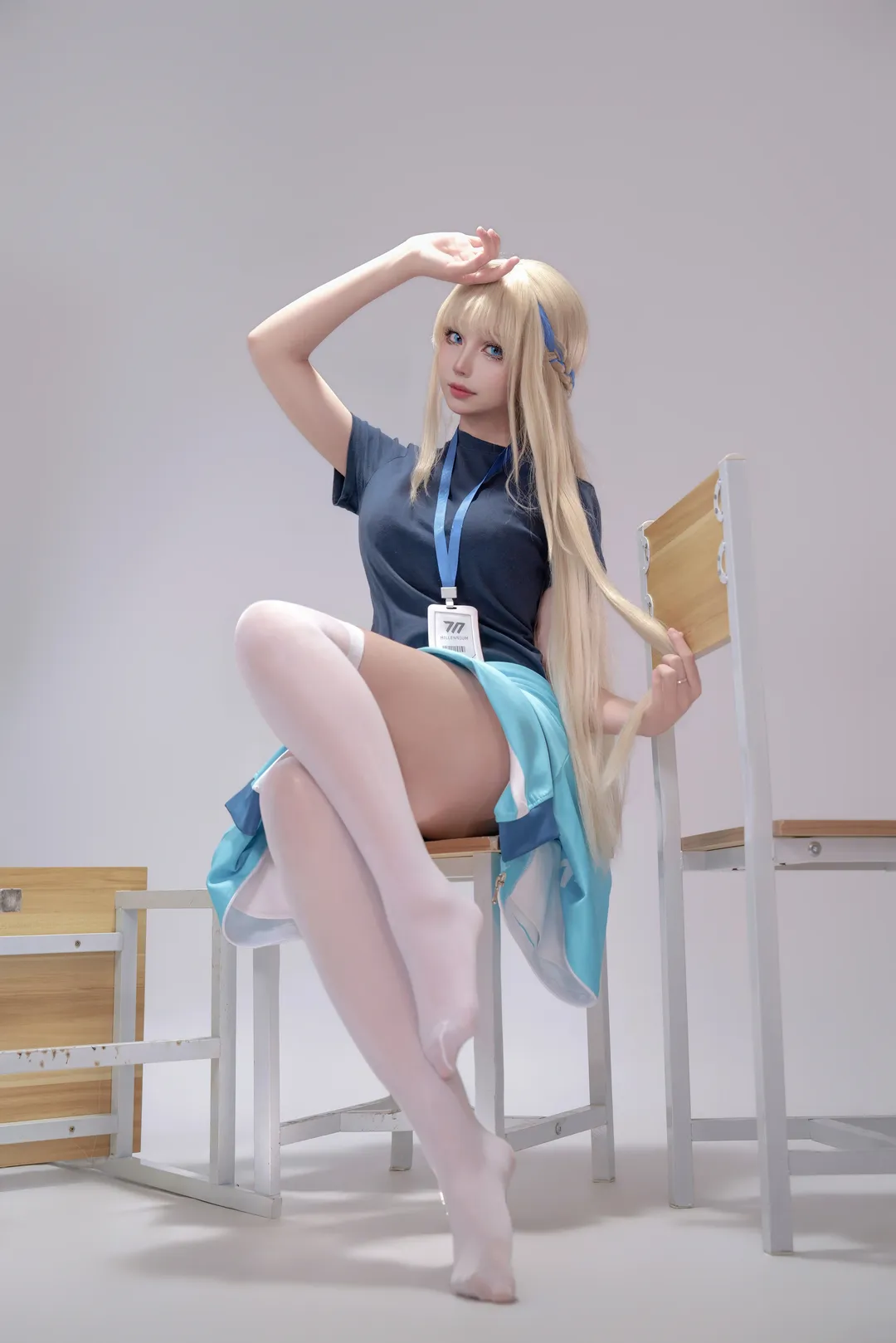 cosplay, 蔚蓝档案, 白丝, 飞鸟马时cos, 校园摄影