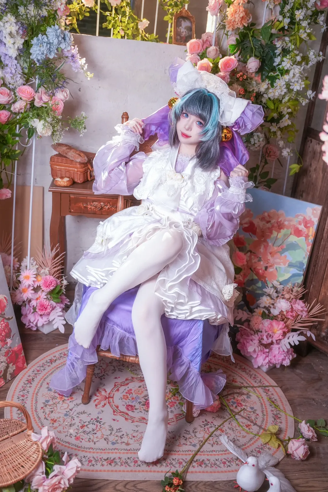 柴郡cos, 碧蓝航线, 二次元cosplay, 白丝穿搭, 花海写真