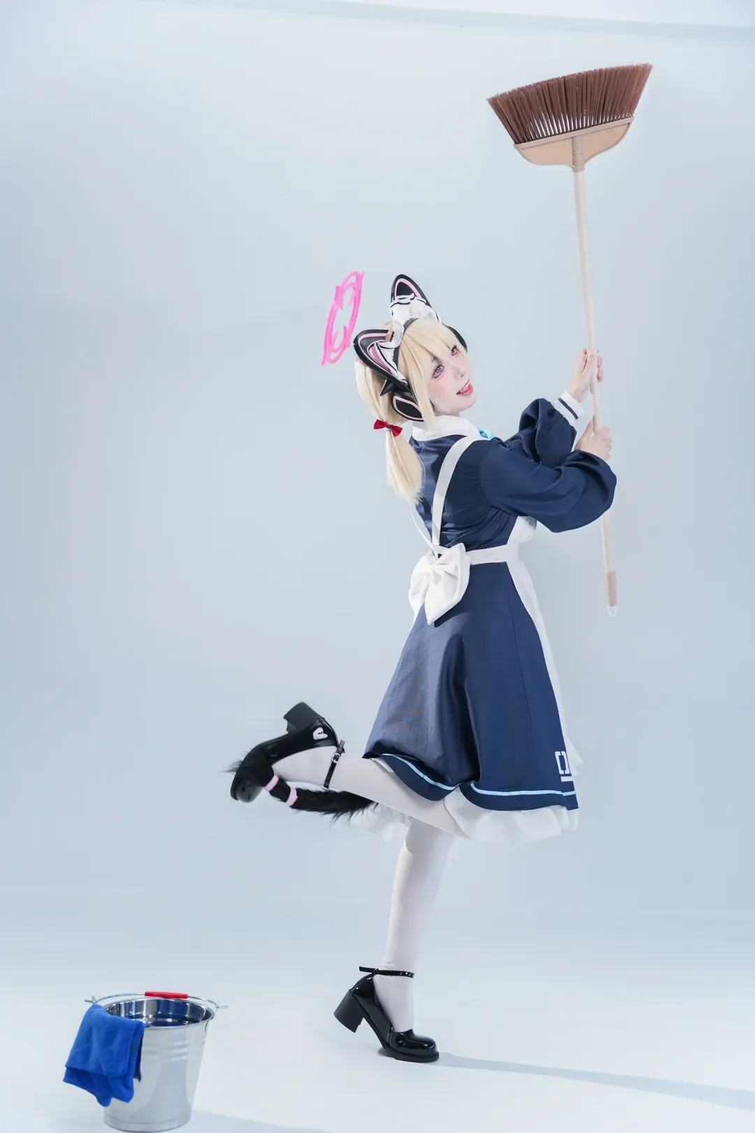 蔚蓝档案, 白丝, 猫娘, 女仆装cosplay, 才羽桃井cos - 第2张