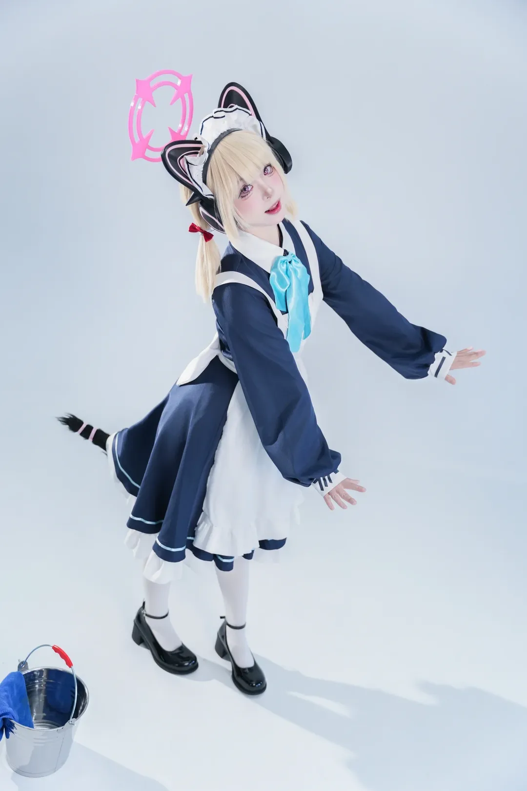 蔚蓝档案, 白丝, 猫娘, 女仆装cosplay, 才羽桃井cos - 第3张