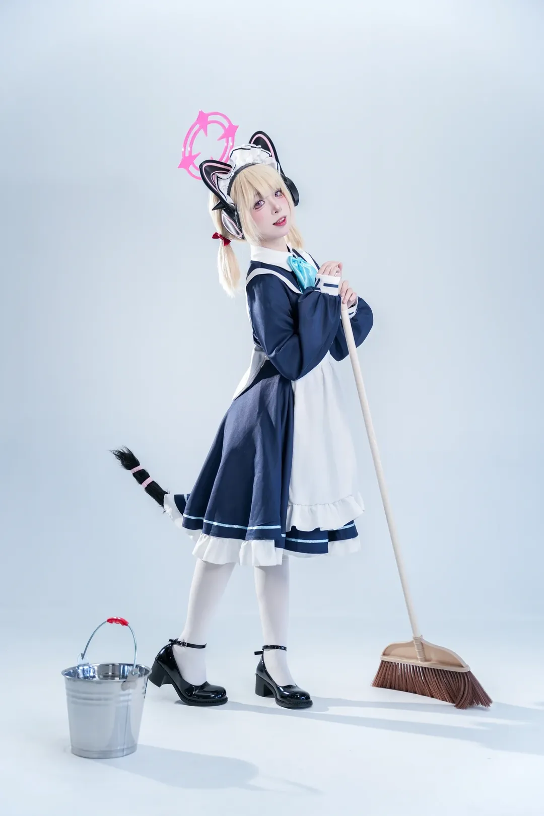 蔚蓝档案, 白丝, 猫娘, 女仆装cosplay, 才羽桃井cos - 第4张