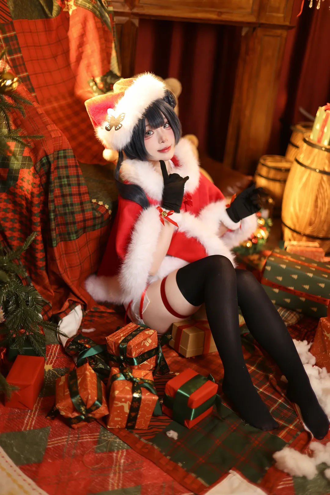 蔚蓝档案, 妃咲cos, cosplay摄影, 黑丝Cosplay, 圣诞Cos - 第2张