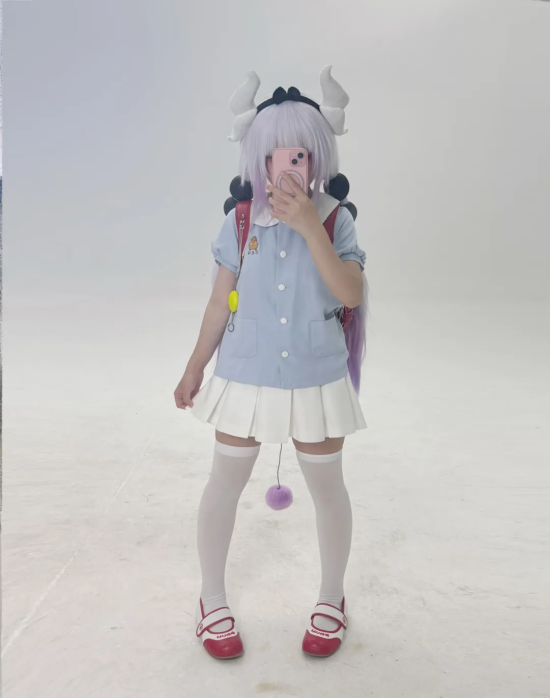 二次元穿搭, 棚拍日常, 学院风制服, 康娜cos, 白丝过膝袜 - 第1张