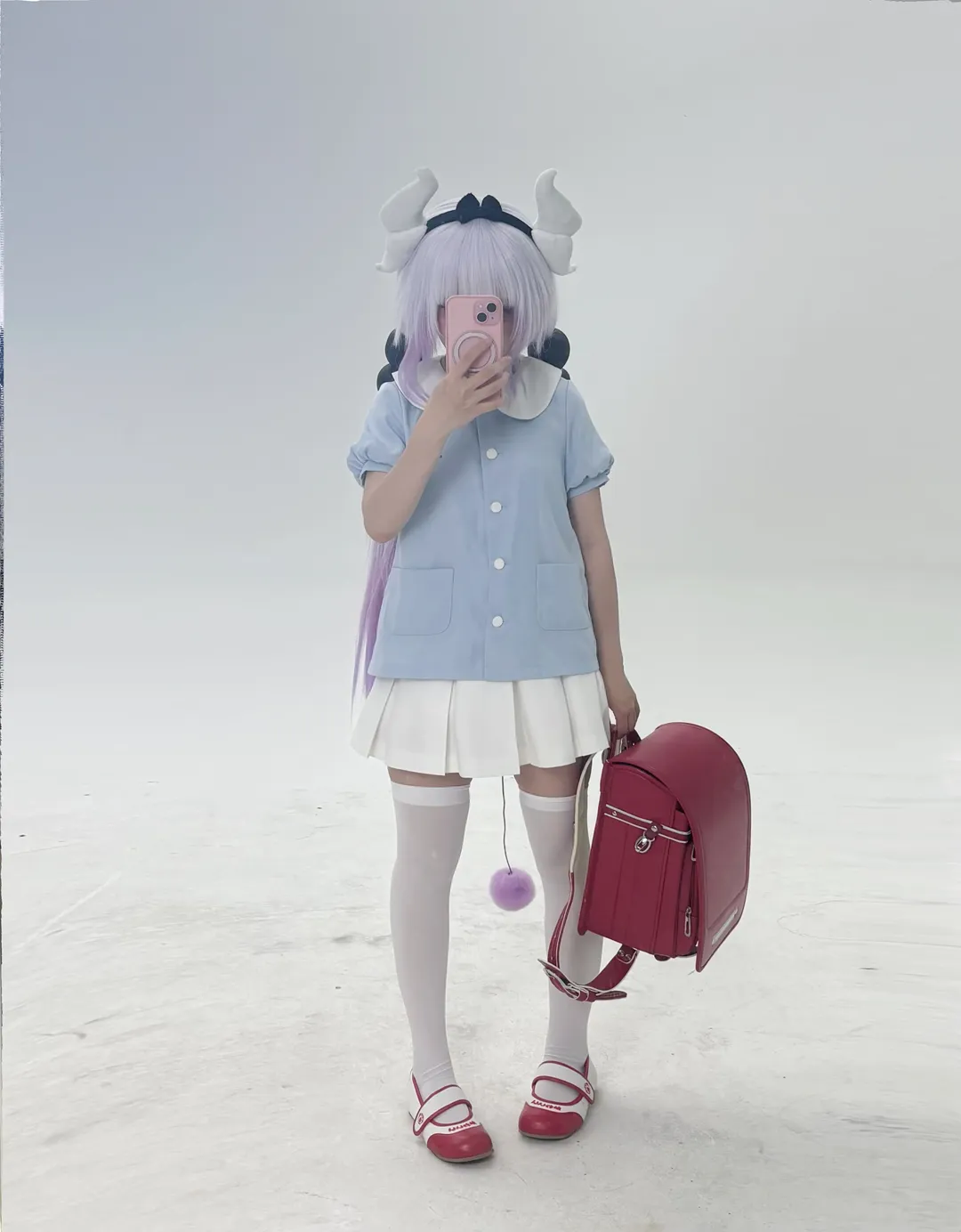 二次元穿搭, 棚拍日常, 学院风制服, 康娜cos, 白丝过膝袜