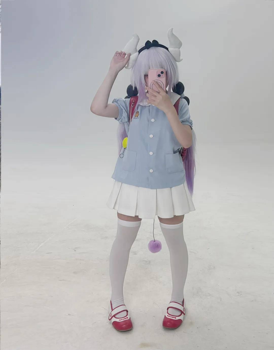 二次元穿搭, 棚拍日常, 学院风制服, 康娜cos, 白丝过膝袜 - 第3张